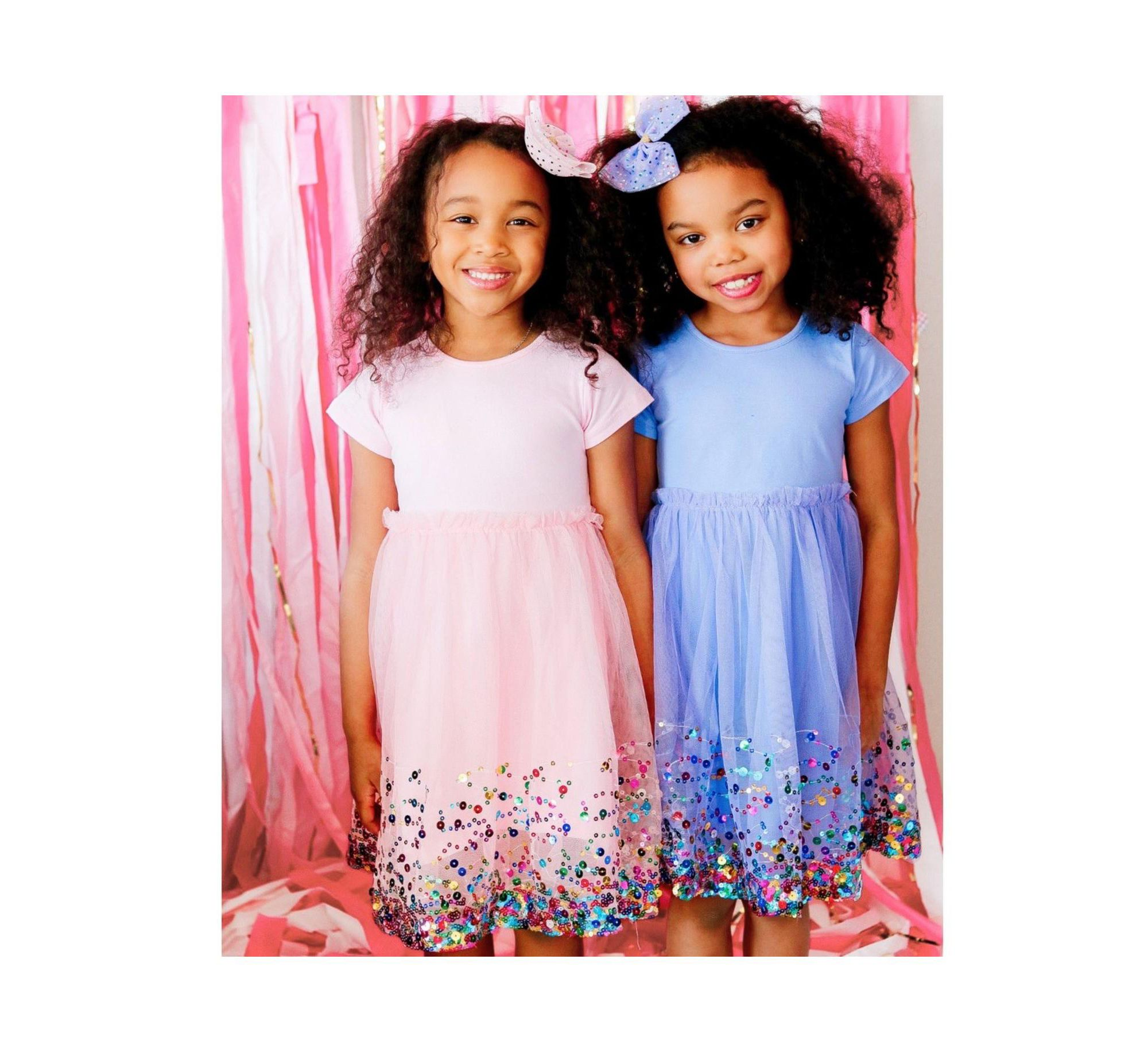 Girls' Lavender Confetti Short Sleeve Tutu Dress - Little Kid, Big Kid — Image 3