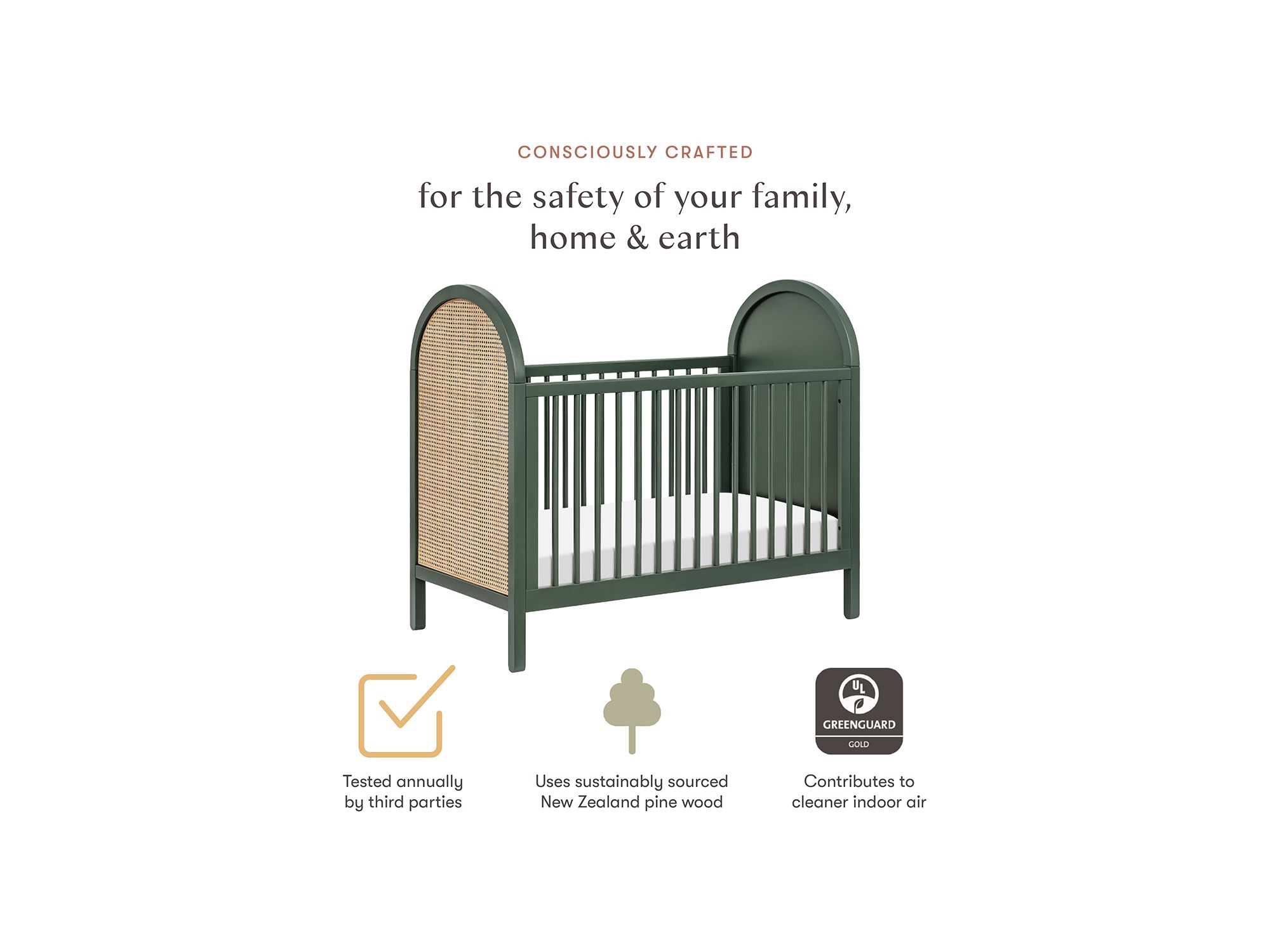 Bondi 3 in 1 Convertible Crib with Toddler Bed Conversion Kit — Image 11