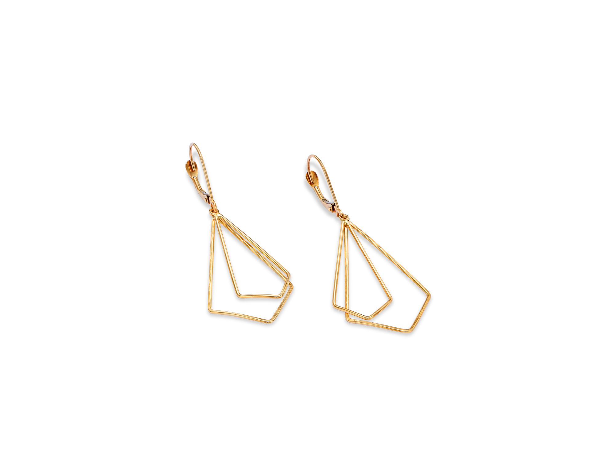 Geometric Dangle Drop Earrings in 14K Yellow Gold — Image 3