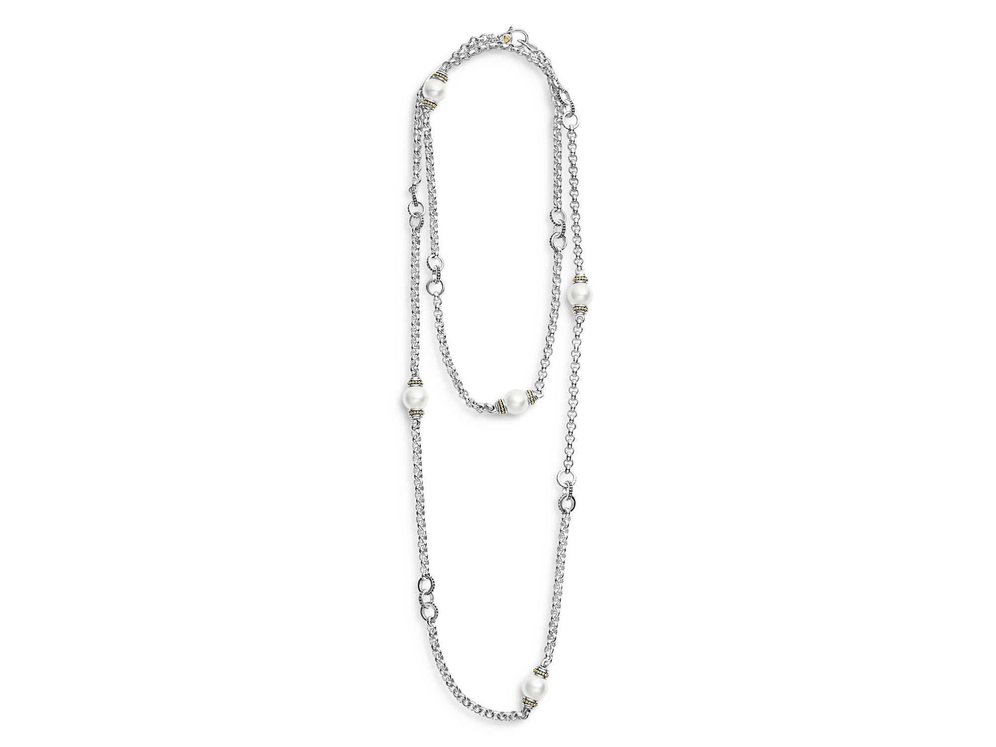 Sterling Signature Caviar Cultured Freshwater Pearl Station Necklace, 34" — Image 4