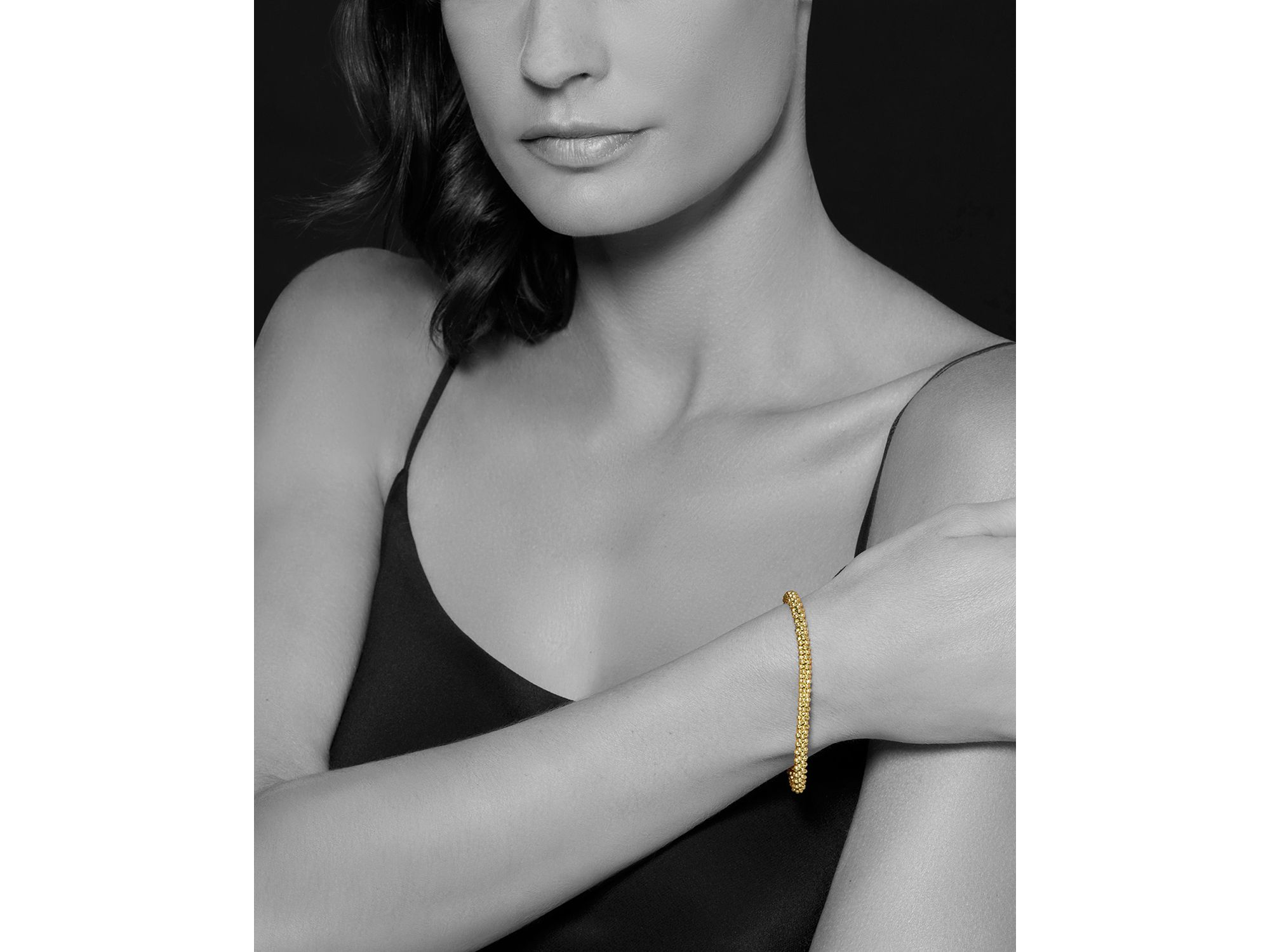 18K Yellow Gold Caviar Basic Beaded Bracelet — Image 3