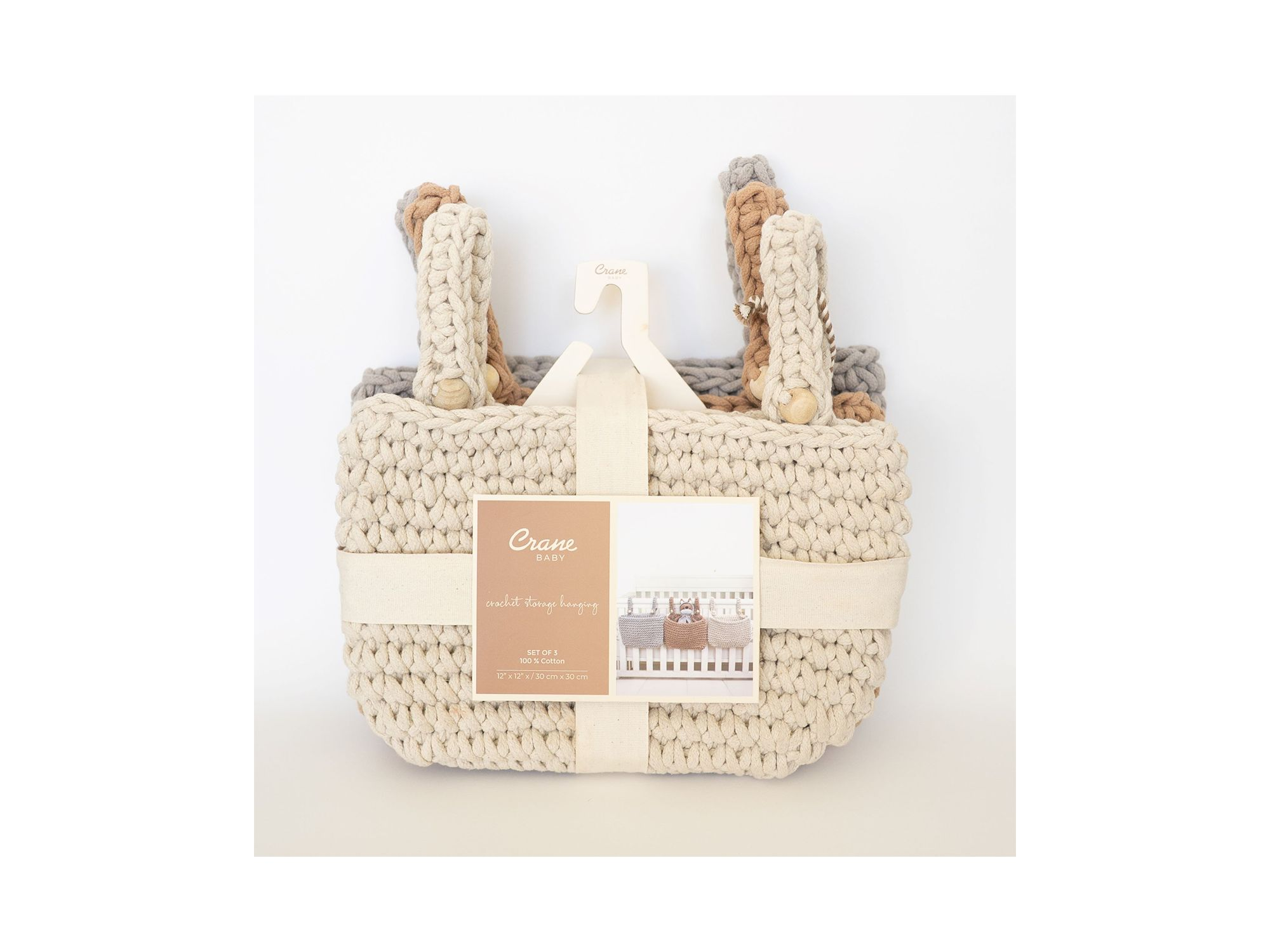 Charlie Farmhouse Crochet Crib Storage, 3 Pack — Image 4