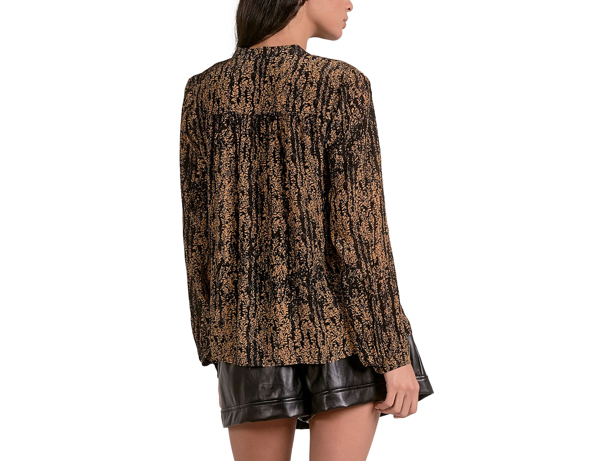 Pleated Mandarin Collar Blouse — Image 3