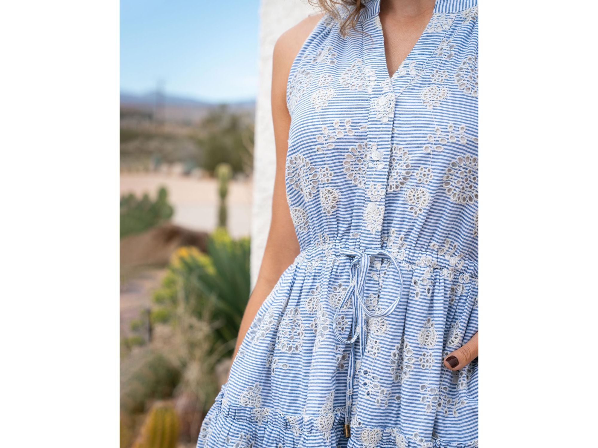 Charlotte Sleeveless Eyelet Shirt Dress — Image 4