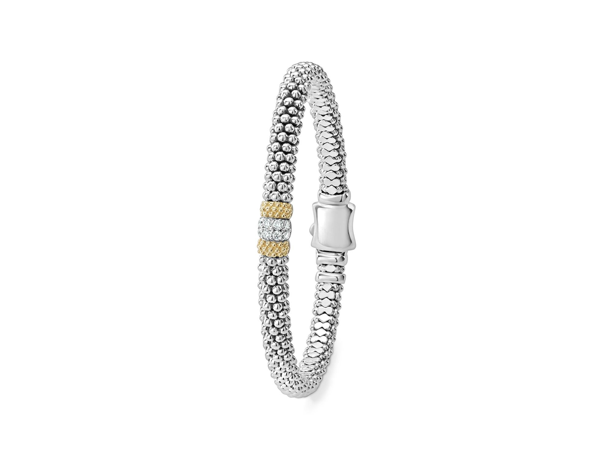 18K Gold & Sterling Silver Diamond Lux Single Station Bracelet, 6mm — Image 4