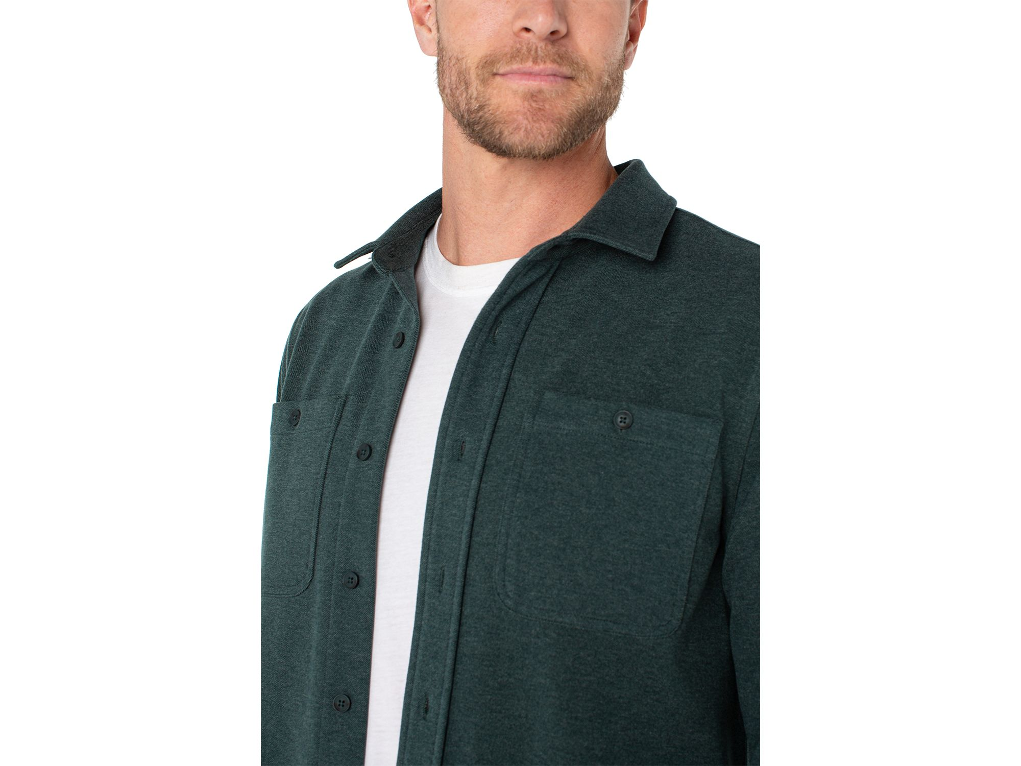 Long Sleeve Button Front Knit Shirt — Image 3