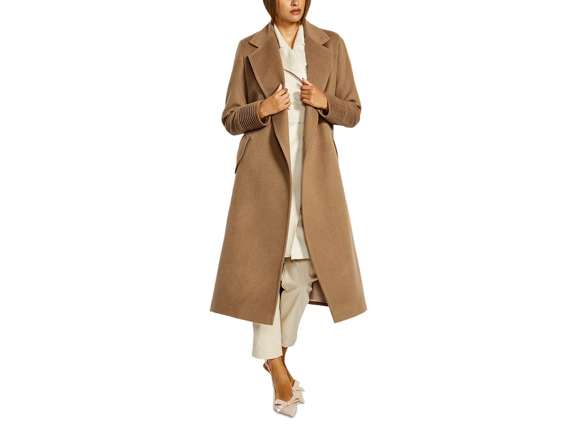 Long Notched Collar Wrap Coat — Image 3