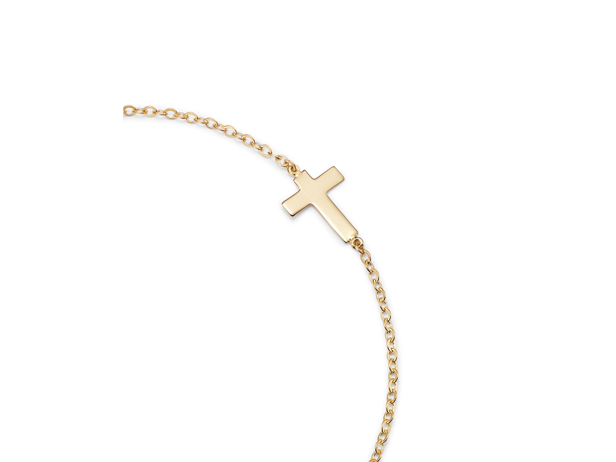 14K Yellow Gold Small Cross Bracelet — Image 4