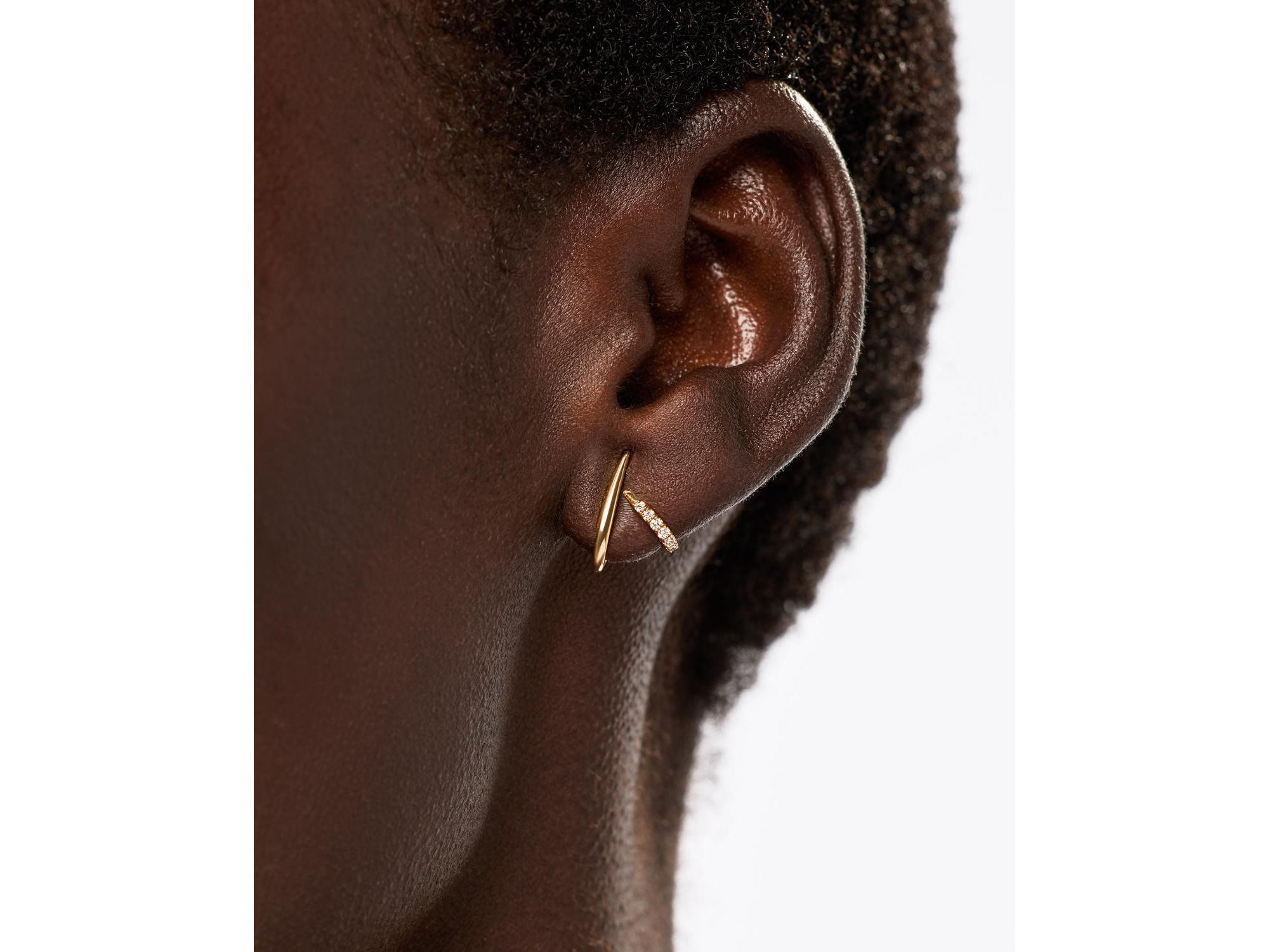 Solid Gold Lab Grown Diamond Aurora Huggie Studs — Image 4