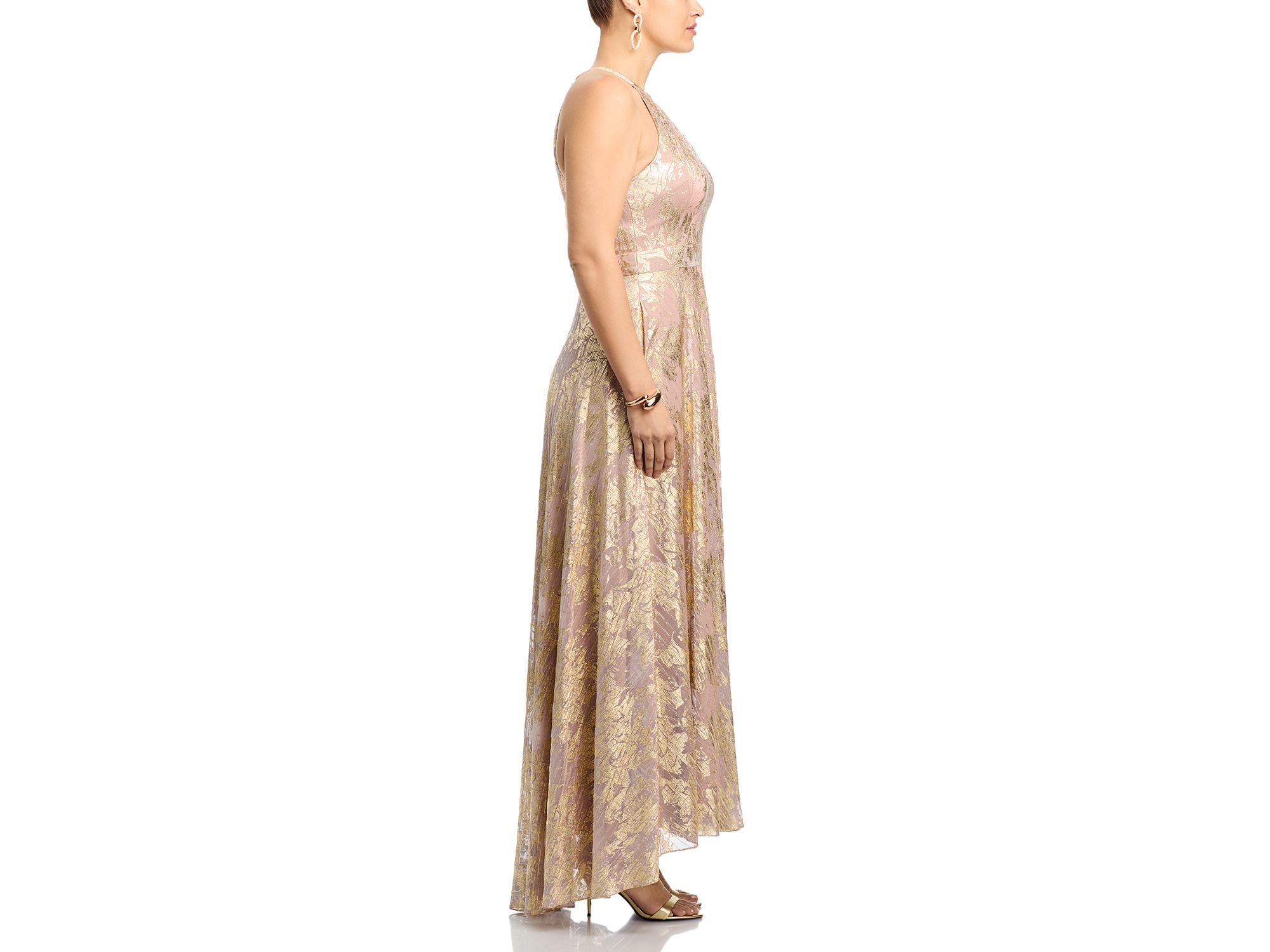 Foil Knit Metallic Halter Gown - Exclusive — Image 9