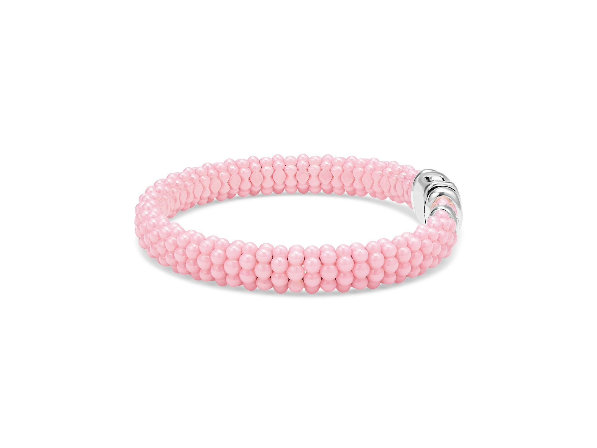 Sterling Silver Pink Caviar Pink Ceramic Beaded Bracelet — Image 4