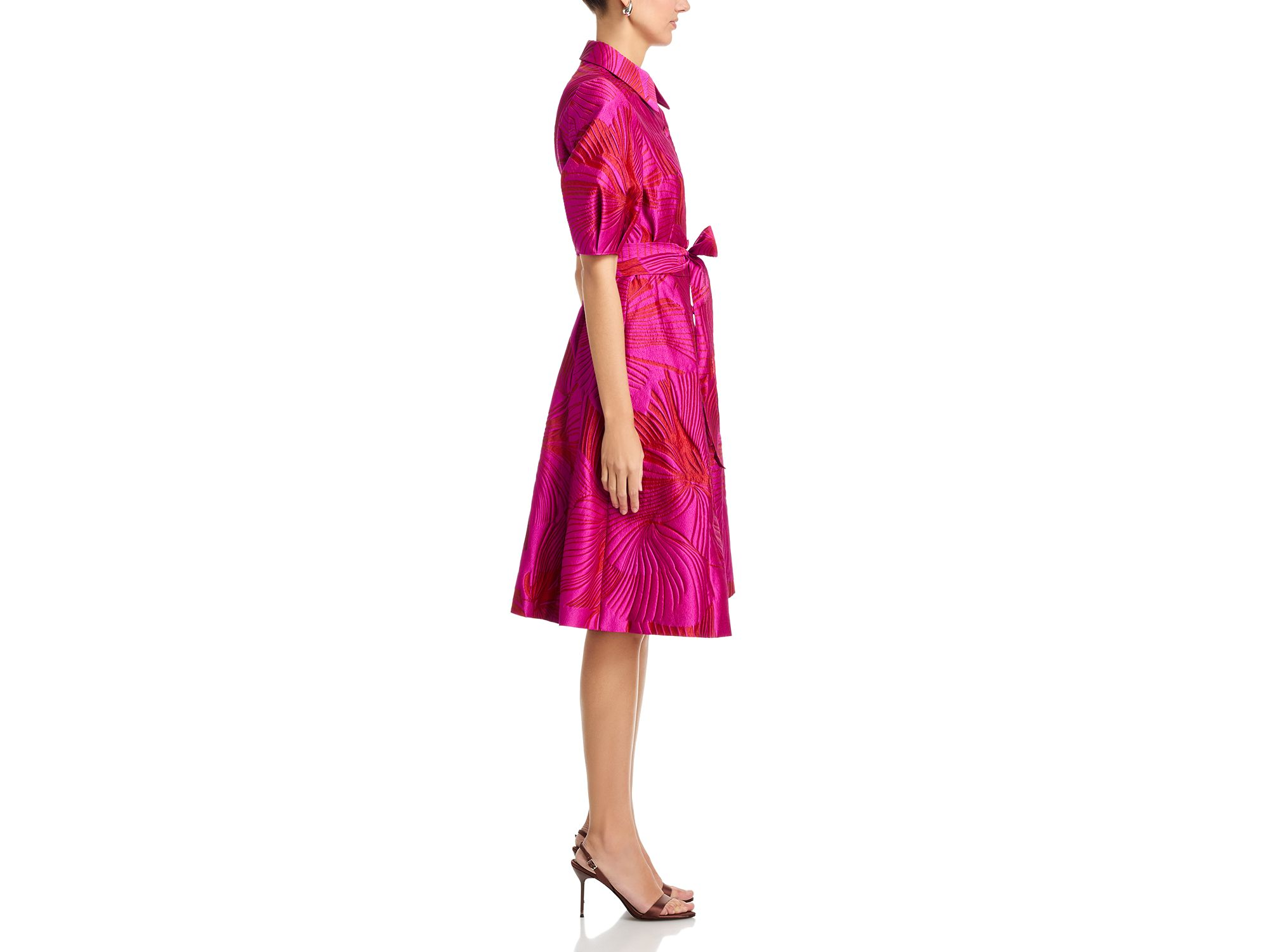 Jacquard Puff Sleeve Shirt Dress — Image 5