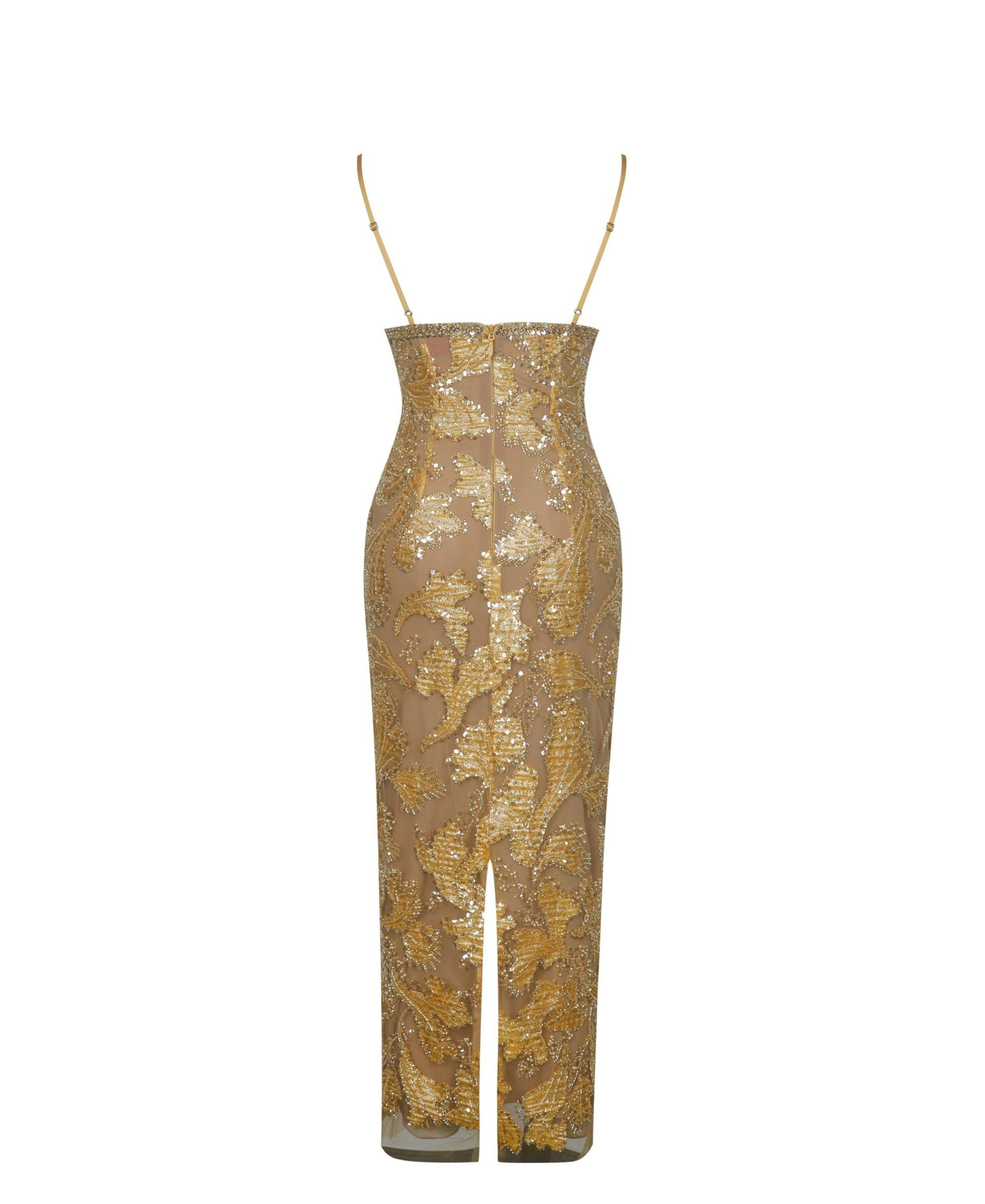 Edie Beaded Sequin Midi Pencil Dress — Image 11