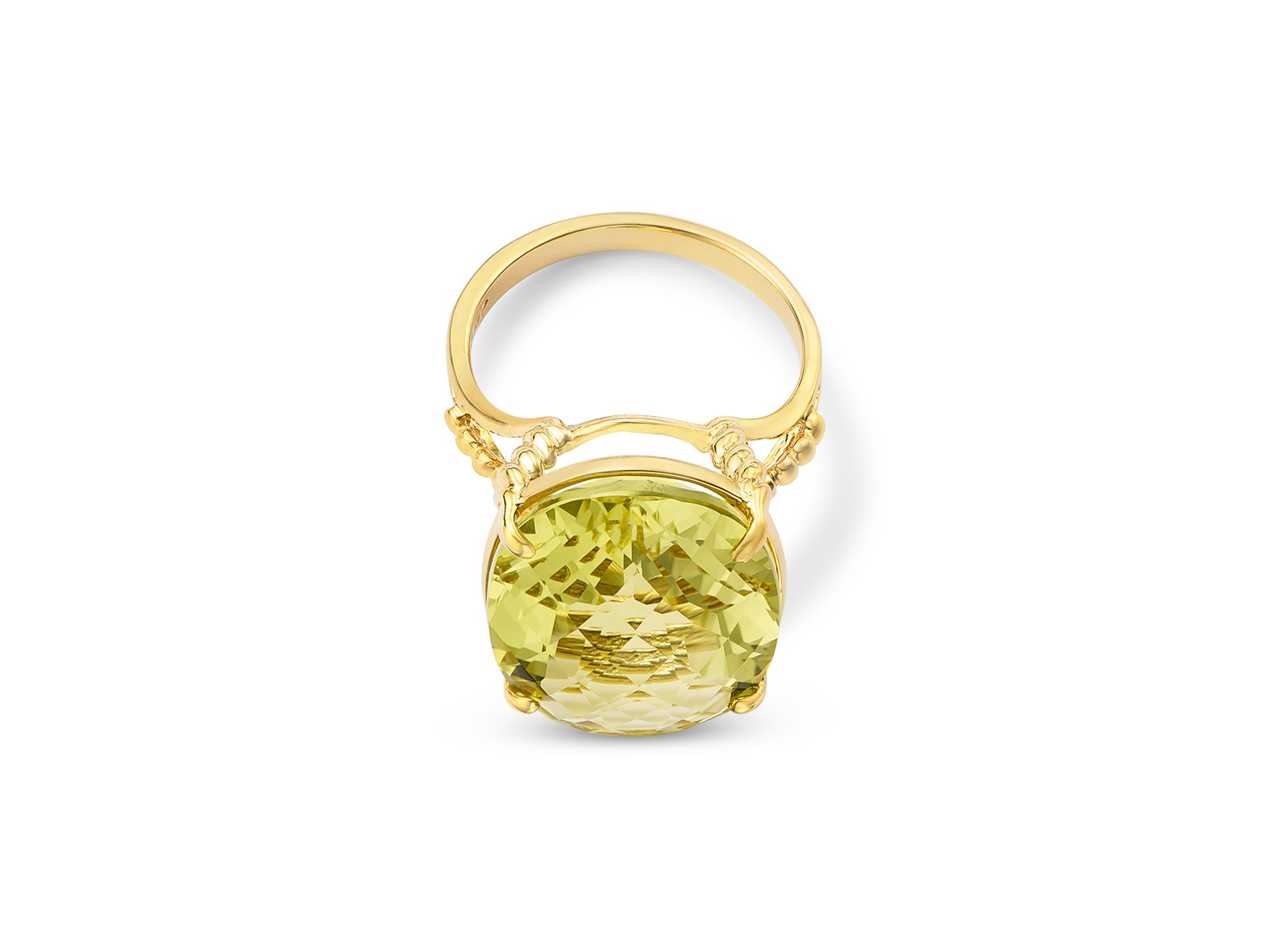 Lemon Quartz Oval Cut Ring in 14K Yellow Gold — Image 3