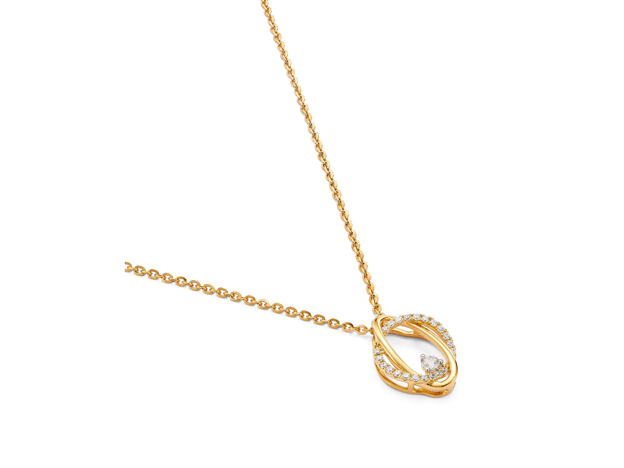 Diamond Circle Pendant Necklace in 14K Yellow Gold, 0.25 tcw — Image 3