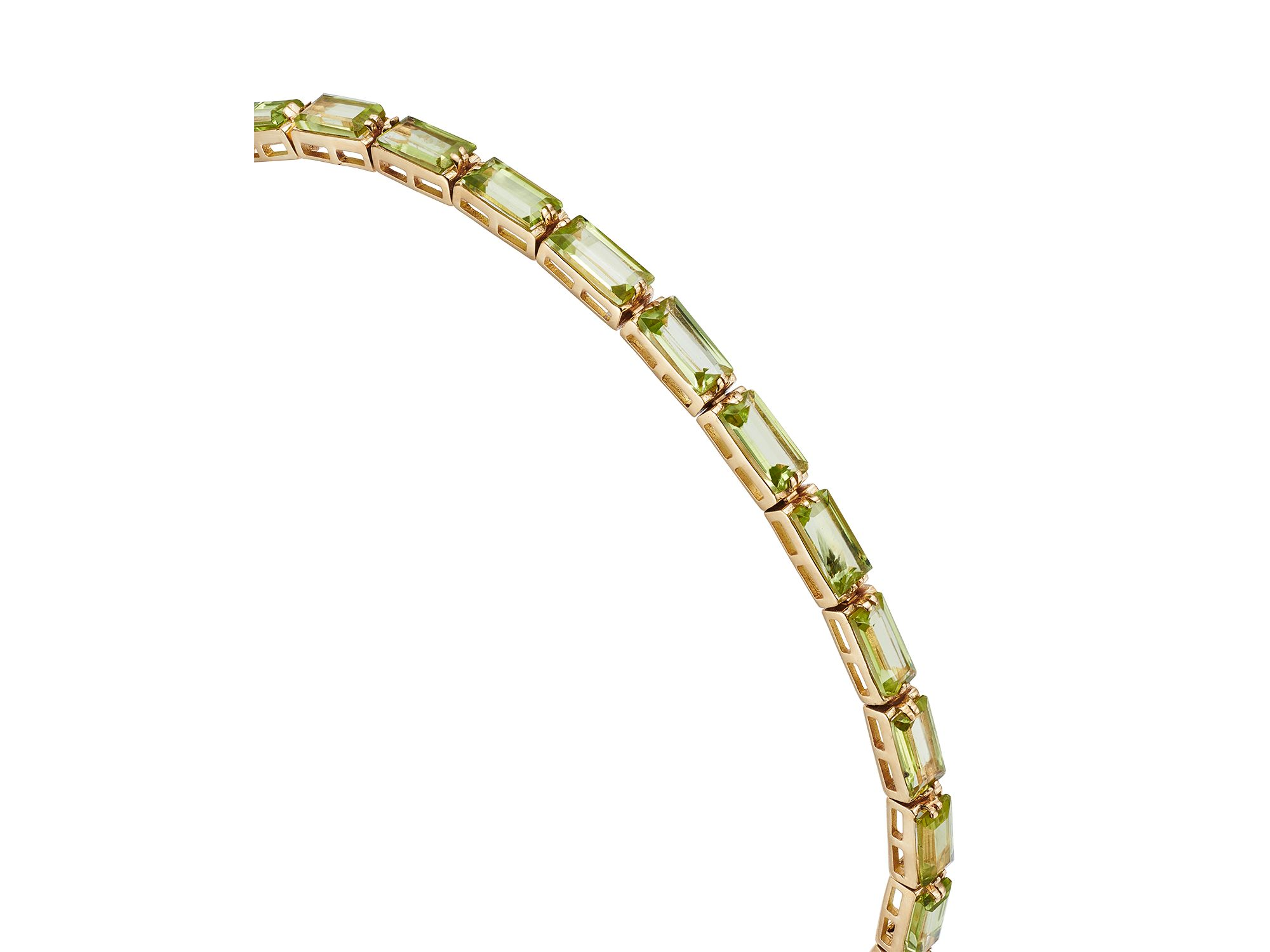 Peridot Baguette Statement Bracelet in 14K Yellow Gold — Image 3