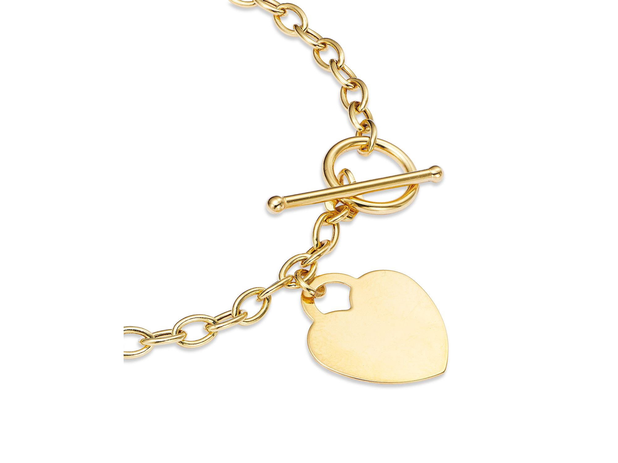 Polished Heart Toggle Bracelet in 14K Yellow Gold — Image 3