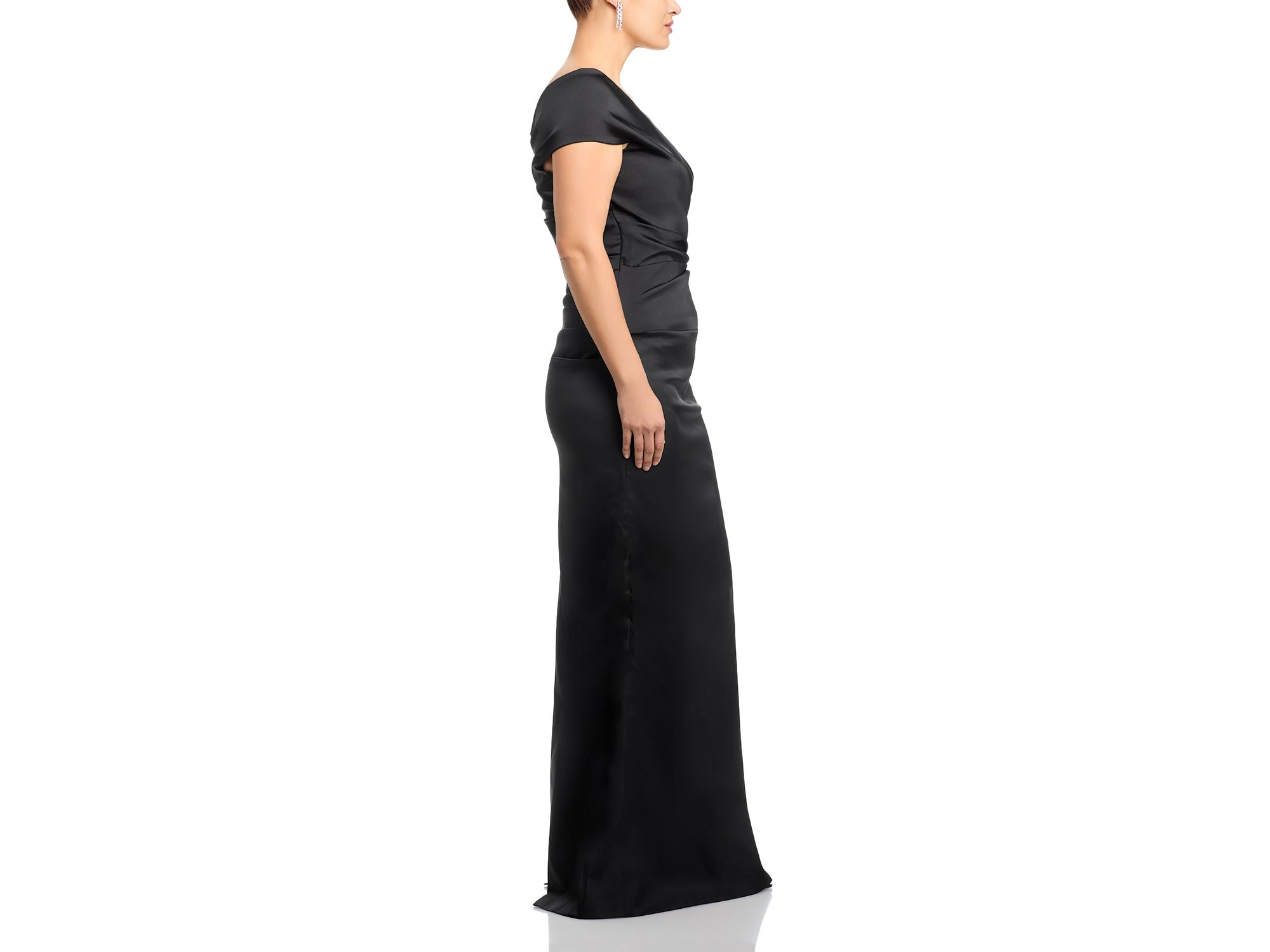 Satin Stretch Off The Shoulder Gown — Image 12