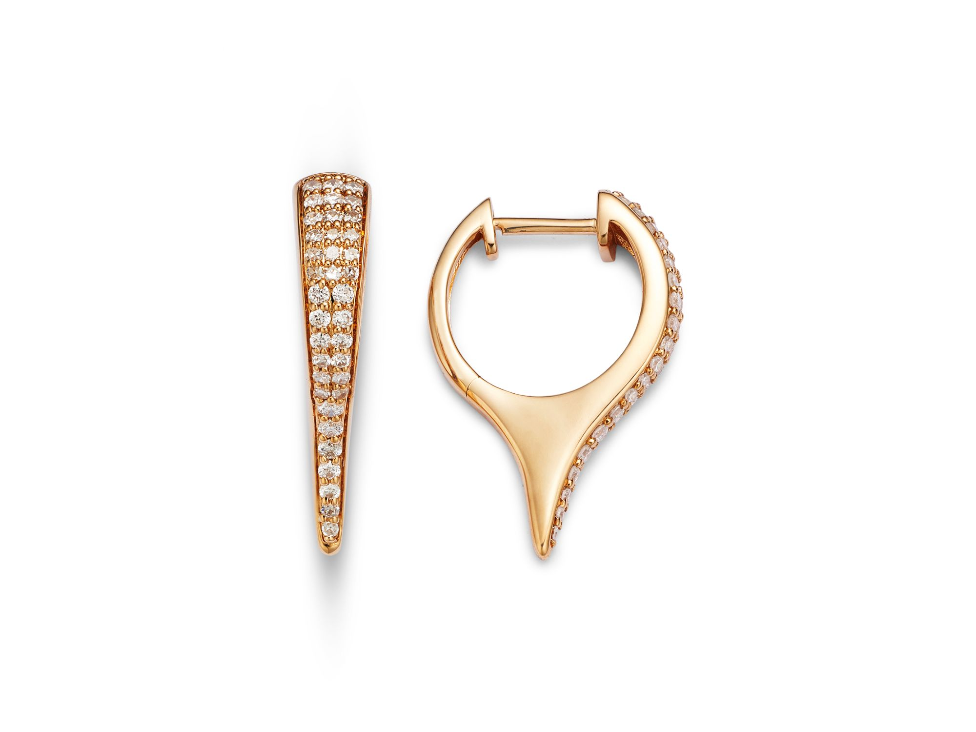 Diamond Pavé Elongated Hoop Earrings in 14K Yellow Gold, 0.37 tcw — Image 3