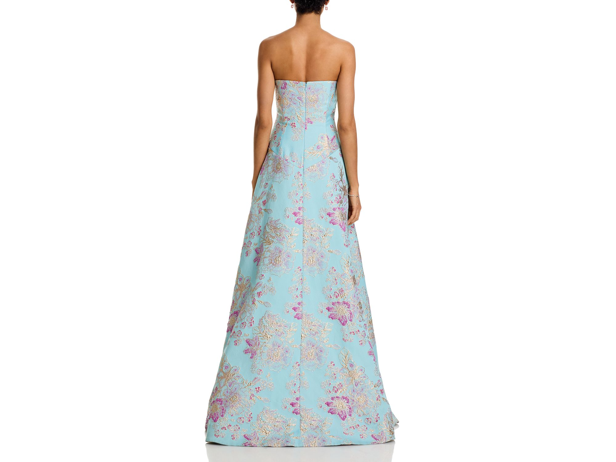 Sleeveless Metallic Multi Jacquard Gown — Image 4