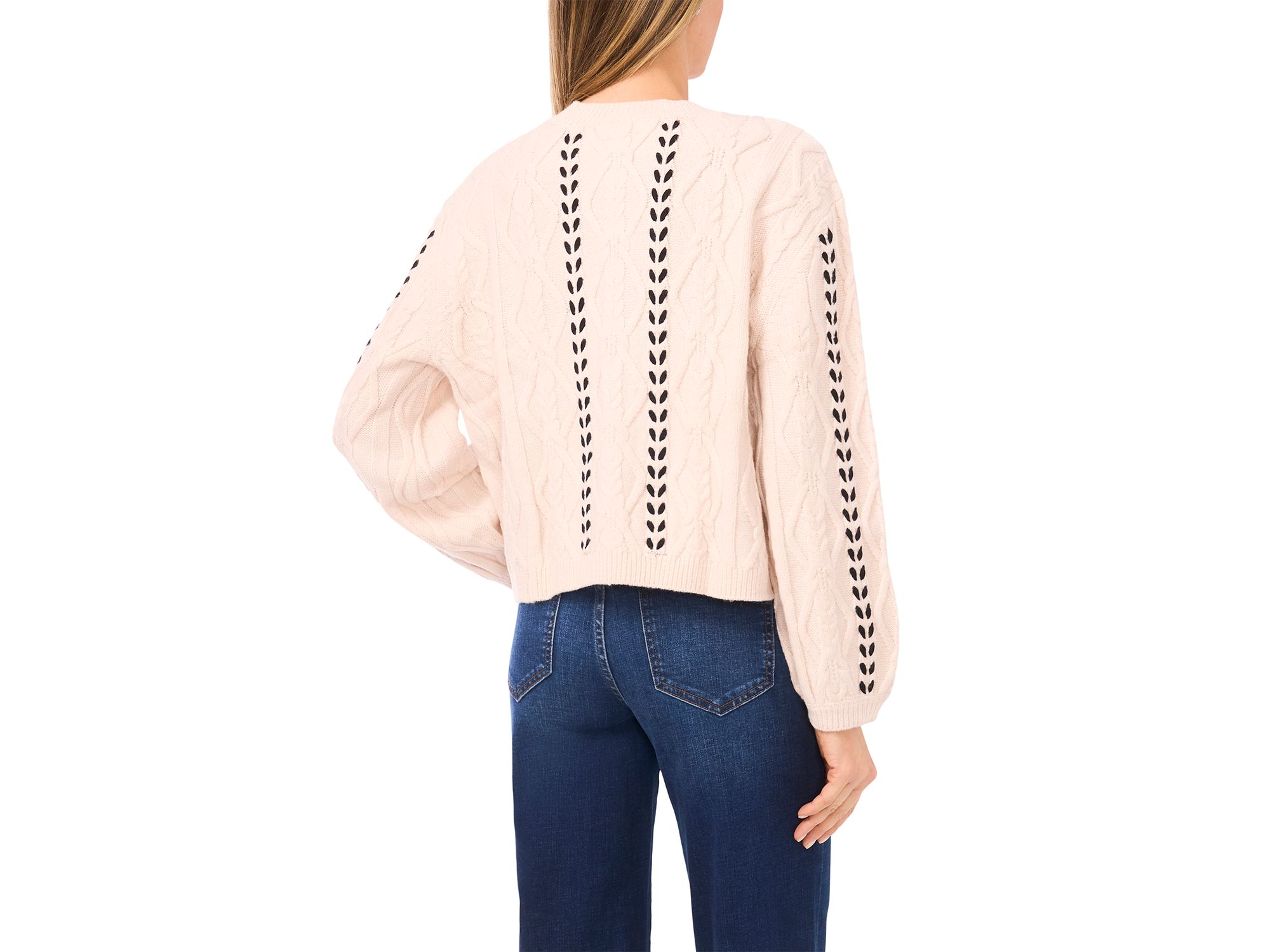 Cable Knit Ribbon Cardigan — Image 3