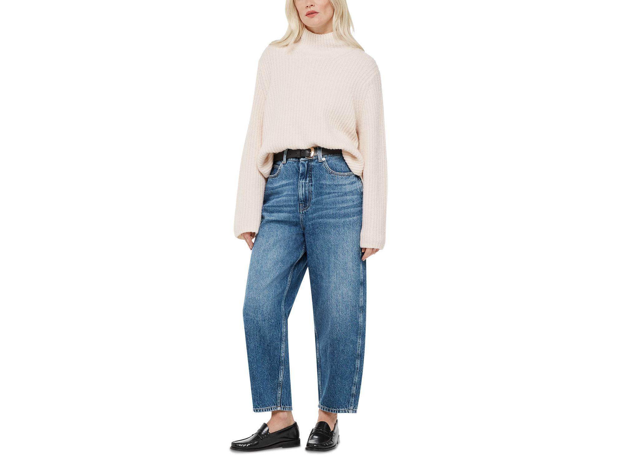 Petite High Rise Barrel Leg Jeans in Denim — Image 4