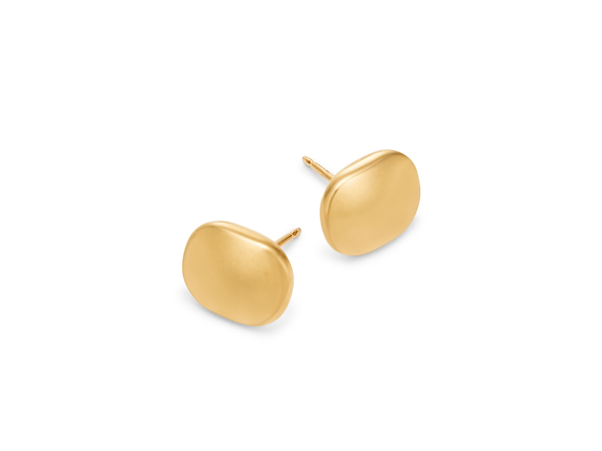Polished Oval Stud Earrings in 14K Yellow Gold — Image 3