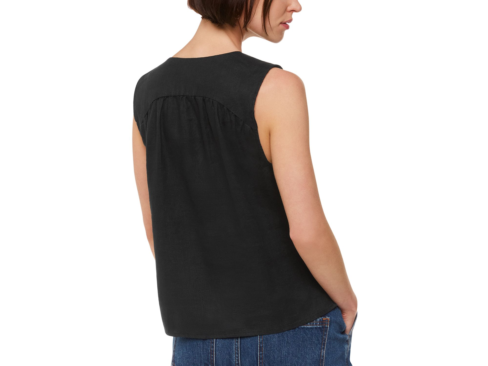 Laura Linen V Neck Vest — Image 4