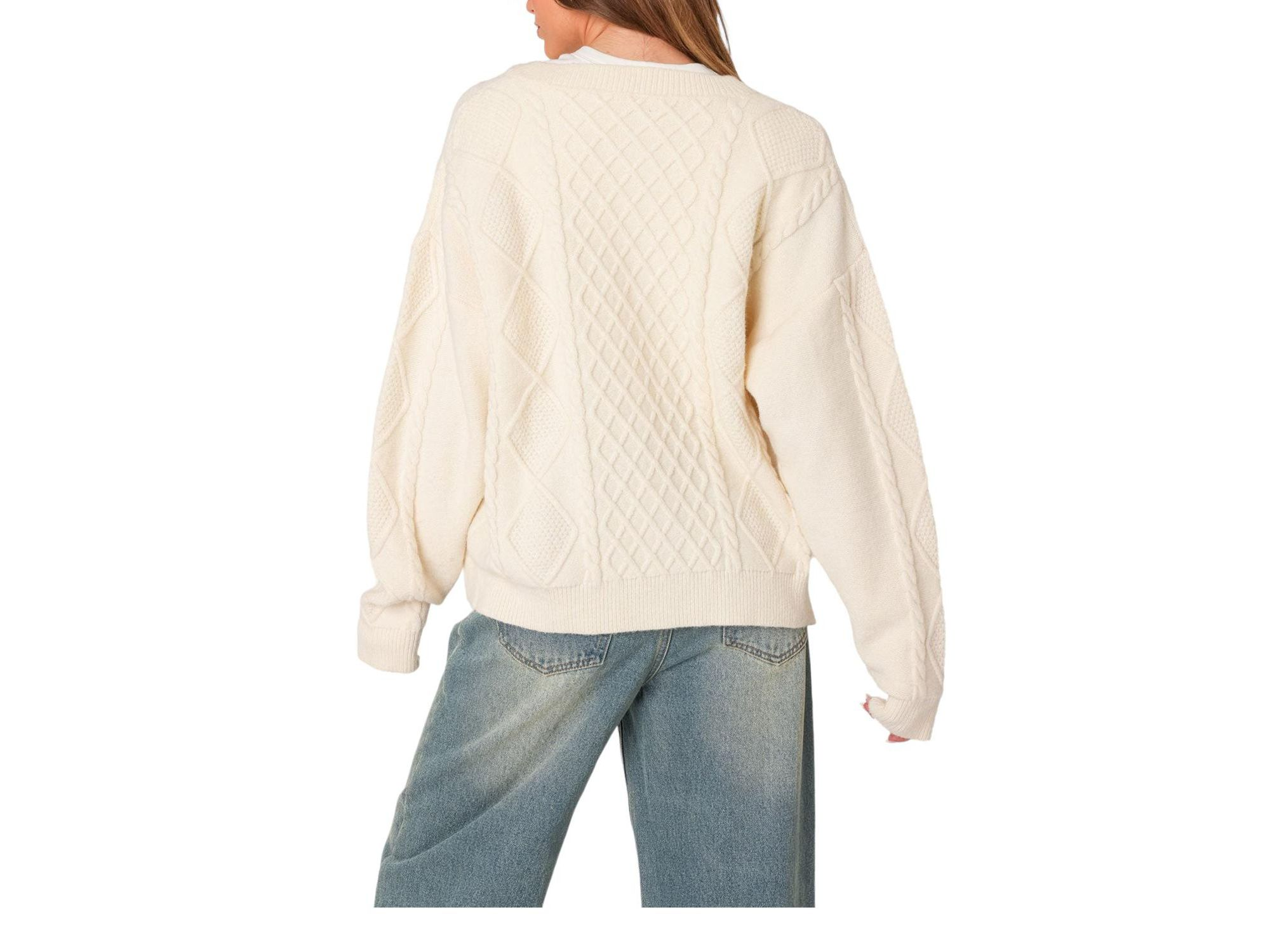 Rory Oversized Cable Knit Cardigan — Image 3