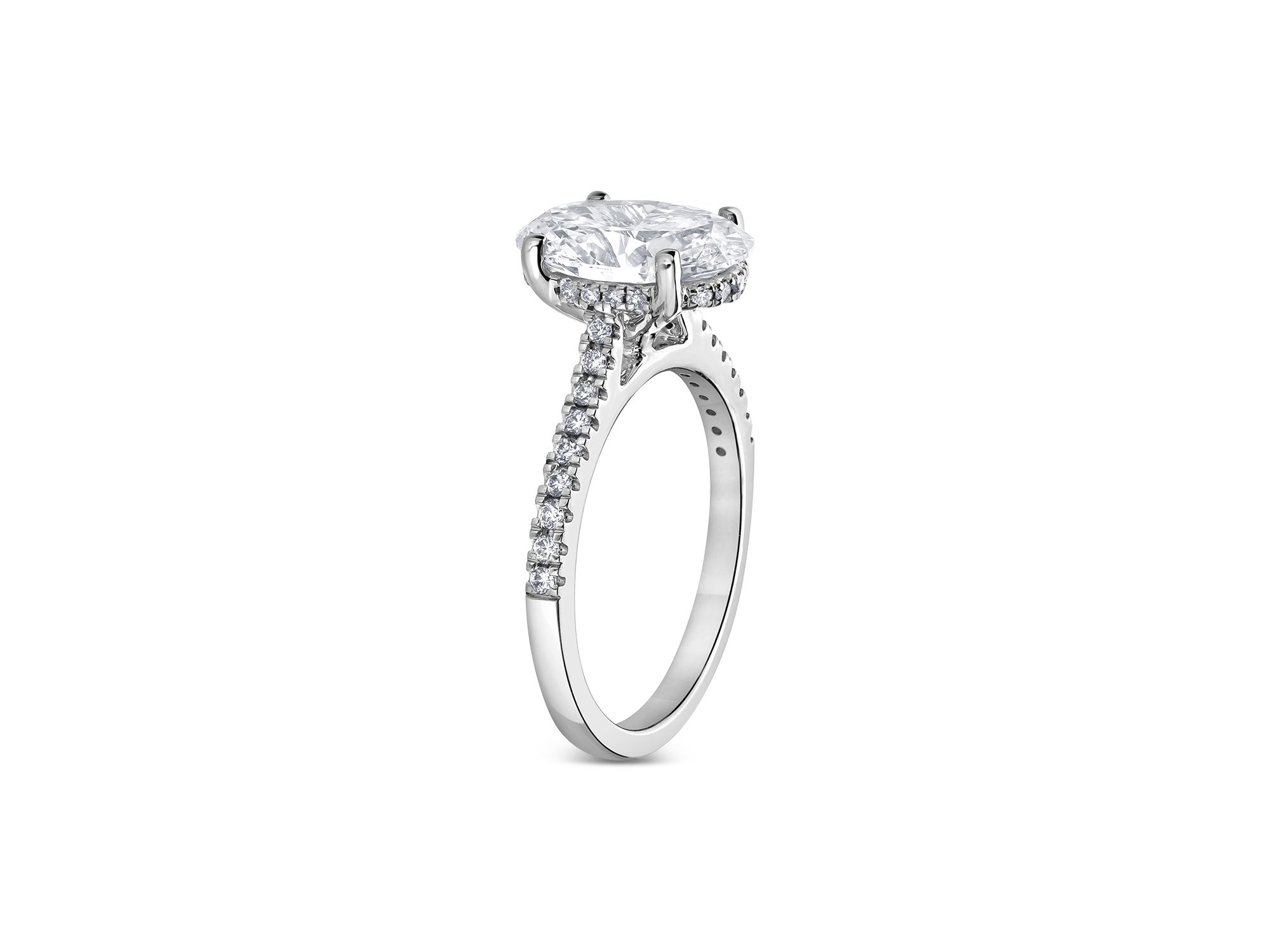 Certified Lab Grown Diamond Oval & Round Bridal Set in 18K White Gold, 3.50 tcw — Image 3
