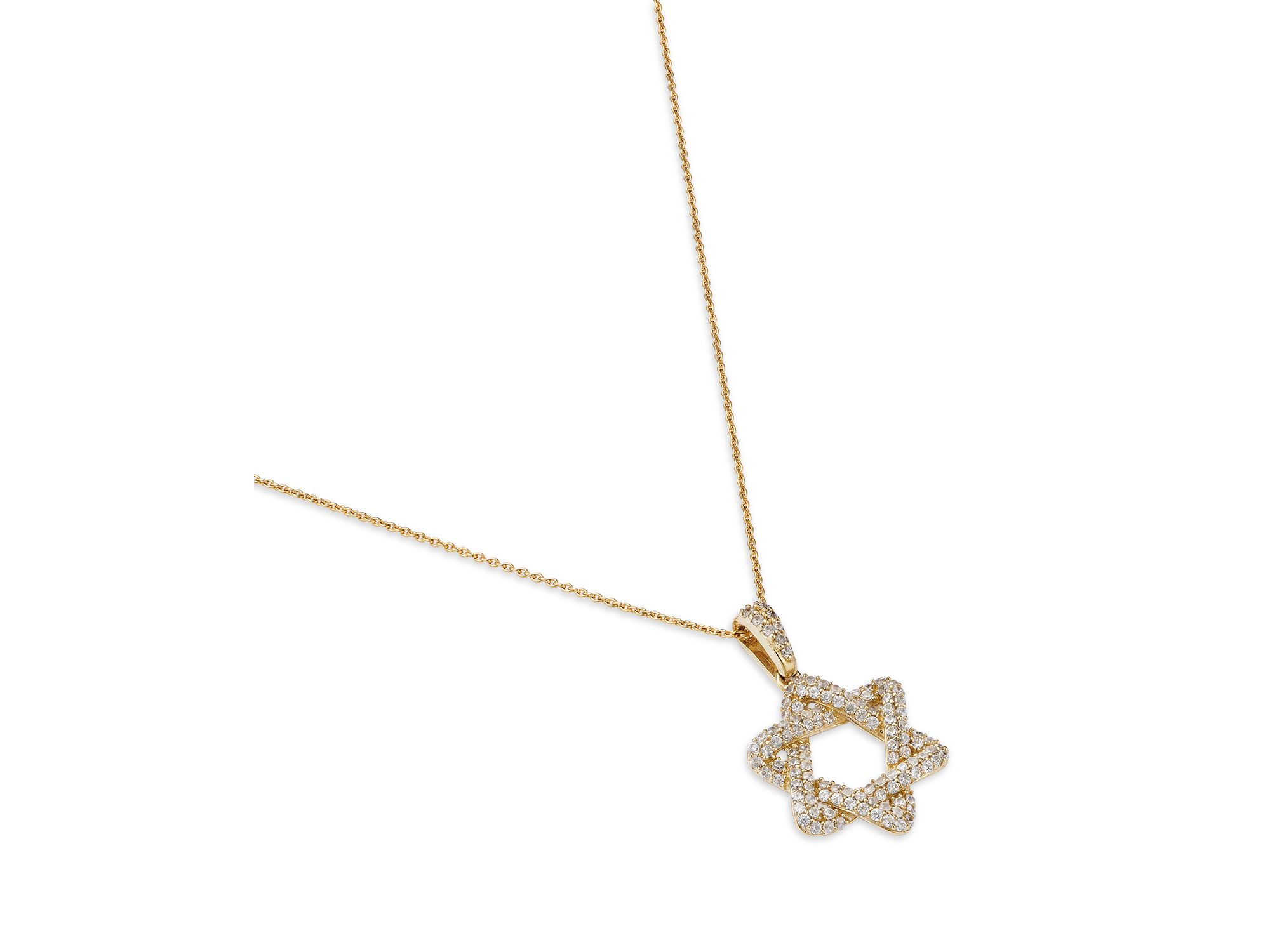 Diamond Star of David Pendant Necklace in 14K Yellow Gold, 0.33 tcw — Image 3