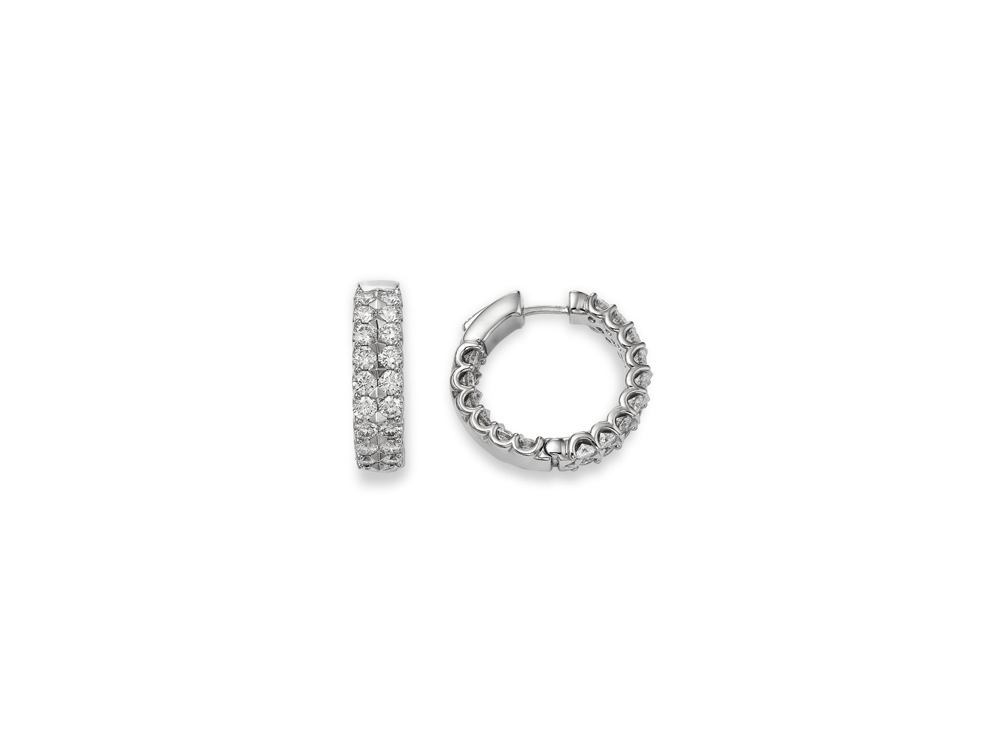 Diamond Inside Out Hoop Earrings in 14K White Gold, 5.0 tcw — Image 3