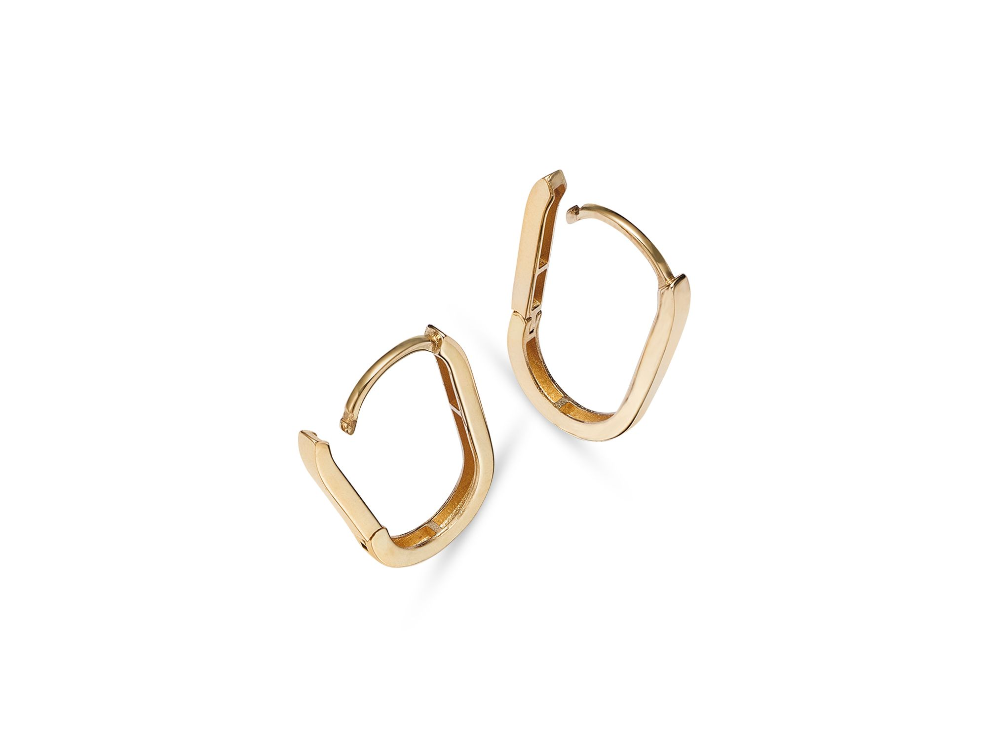 14K Yellow Gold Square Tube Hoop Earrings — Image 4