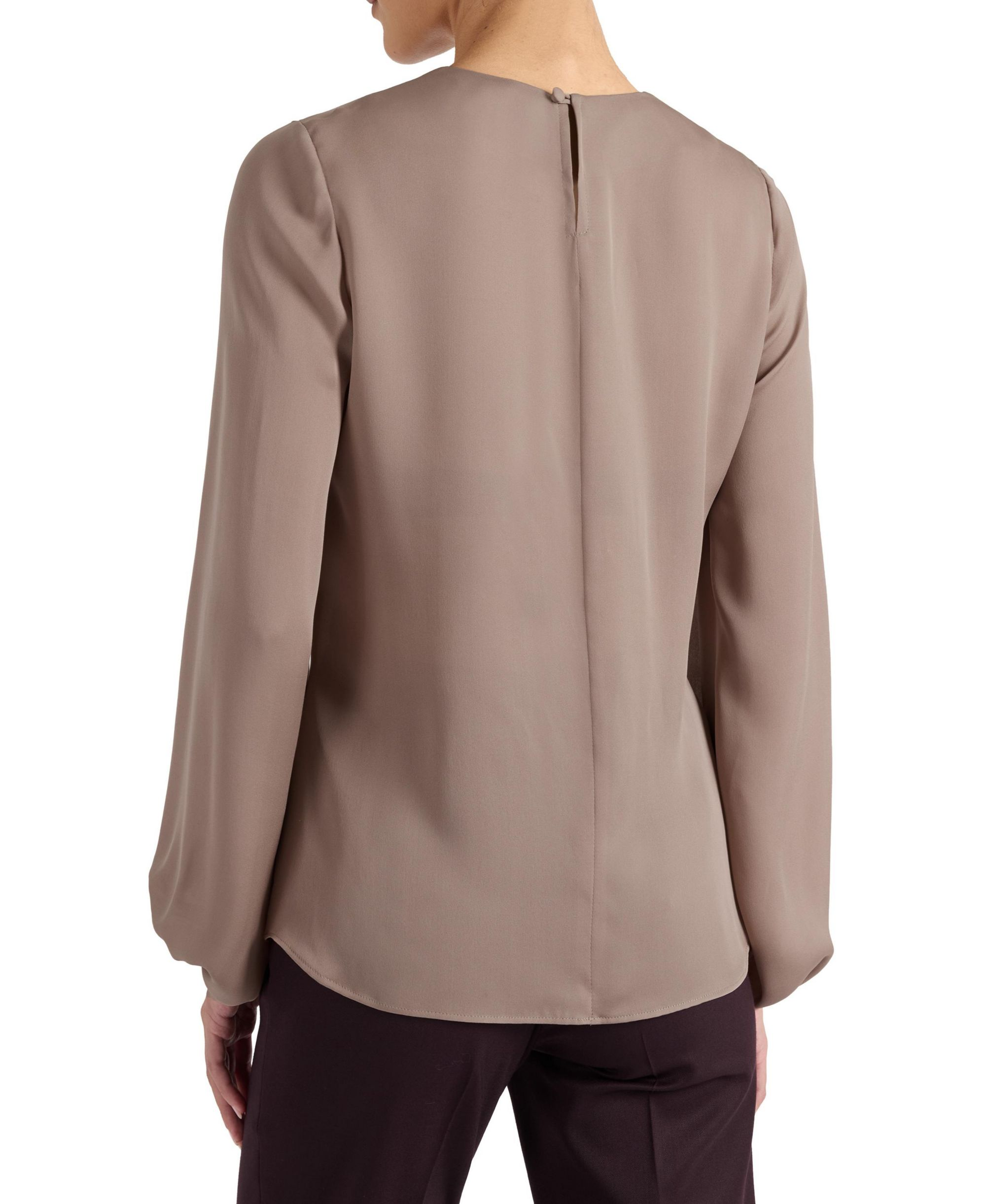 Elena Silk Charmeuse Long Sleeve Twist Neckline Blouse — Image 3