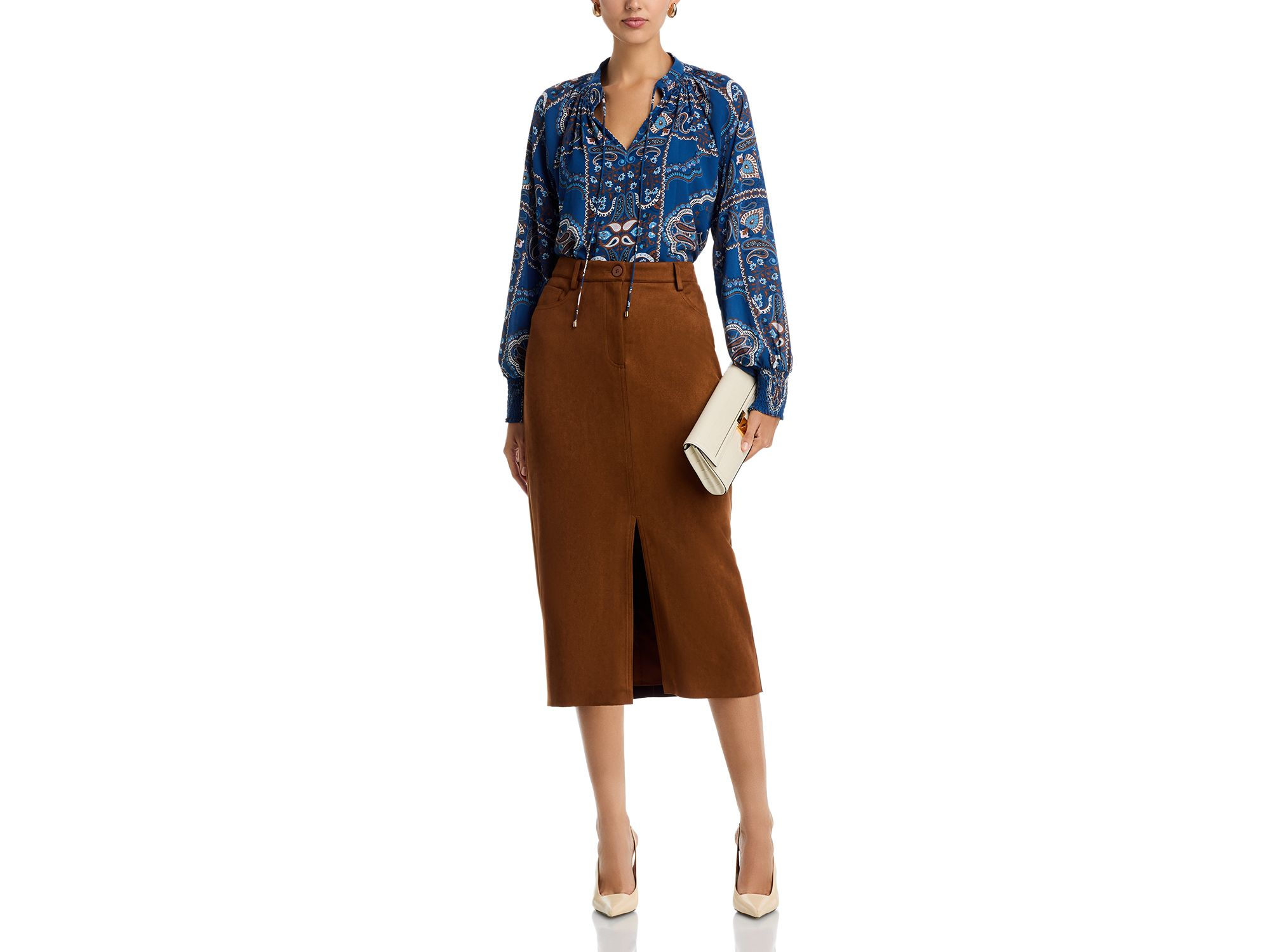 Split Neck Paisley Print Top — Image 4