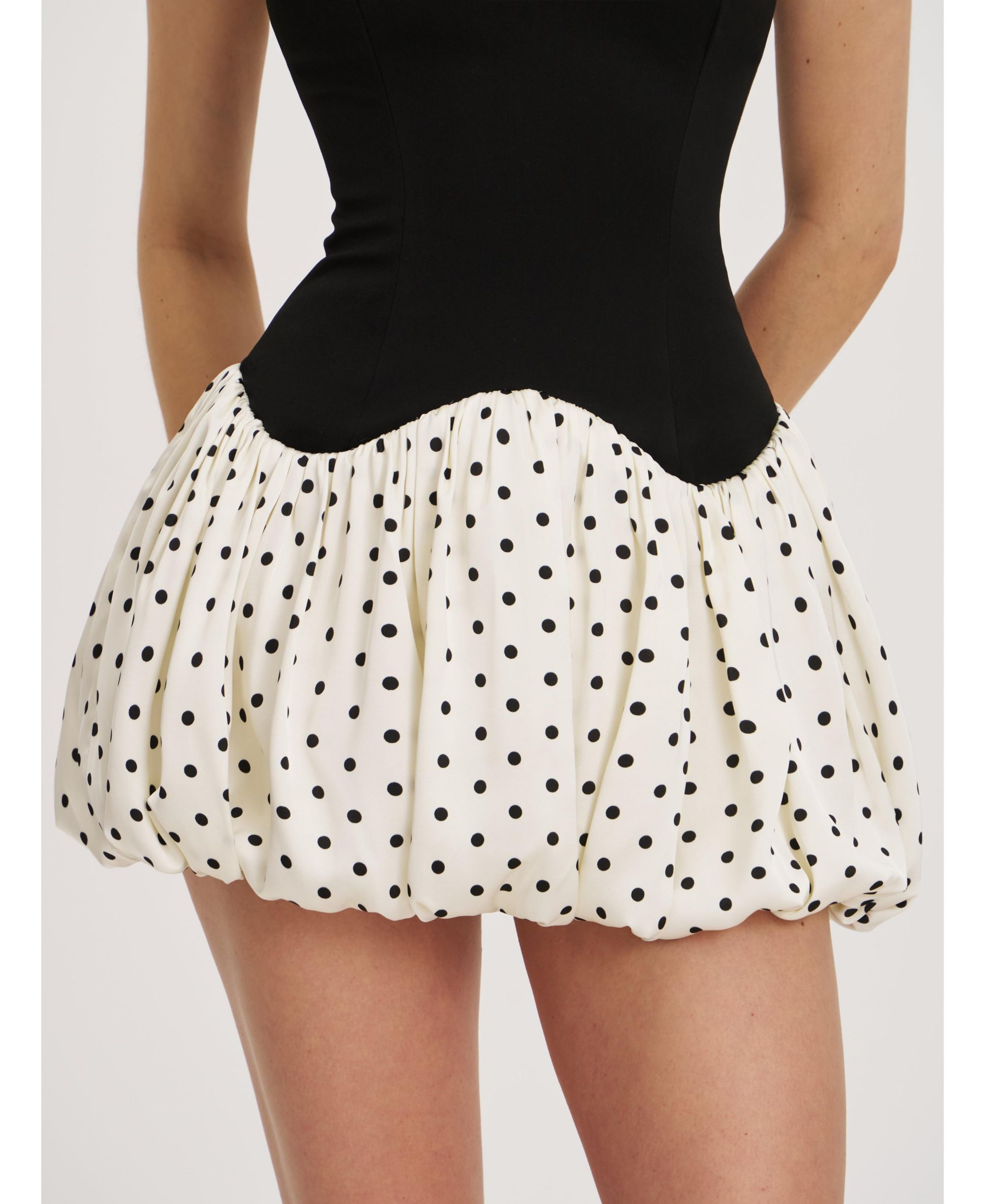 Dahliana Polka Dot Bubble Hem Corset Mini Dress — Image 3