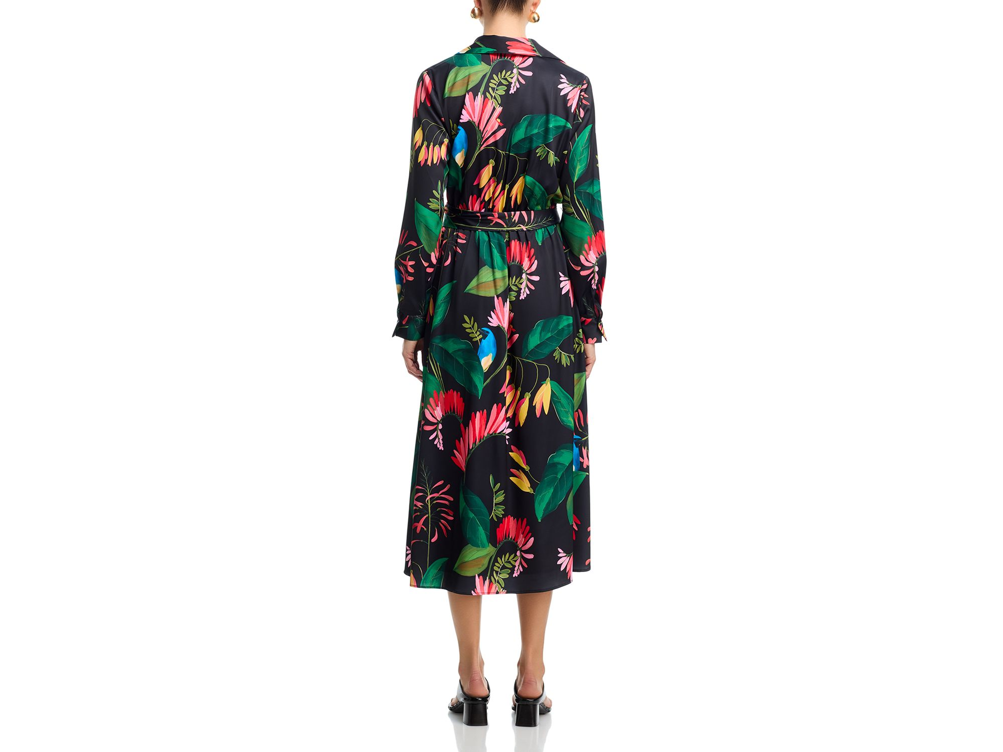 Long Sleeve Half Placket Faux Wrap Dress — Image 4