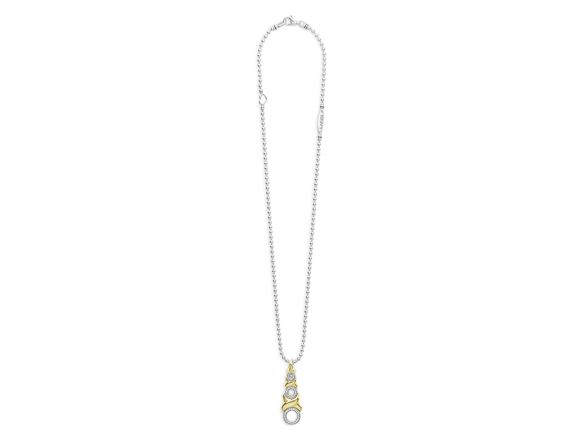 18K Yellow Gold & Sterling Silver Embrace Diamond Triple XO Pendant Necklace, 16"-18" — Image 5