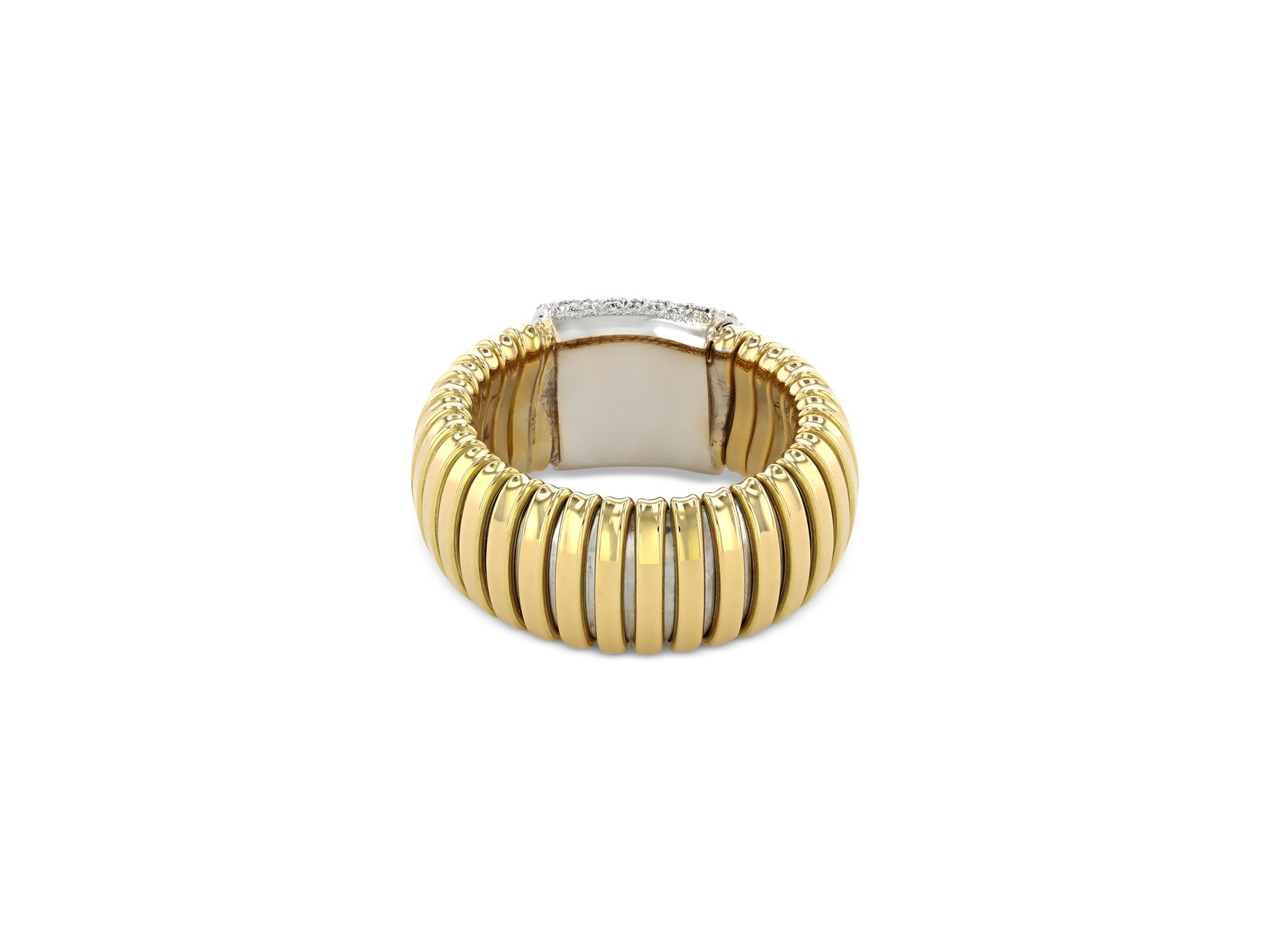 18K White & Yellow Gold Via Mercanti Diamond Pavé Tubogas Ring — Image 4