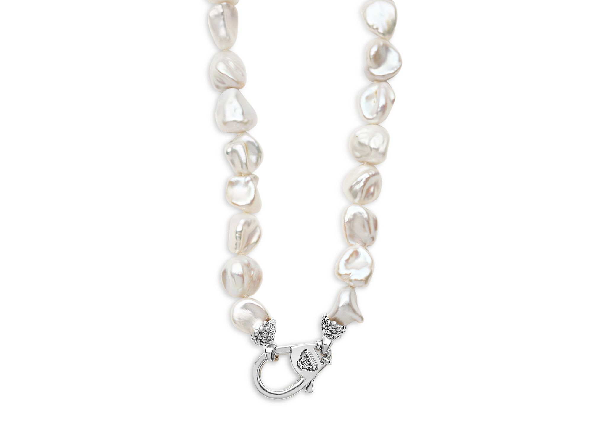 Sterling Silver Luna Keshi Pearl & Caviar Bead Collar Necklace, 18" — Image 4