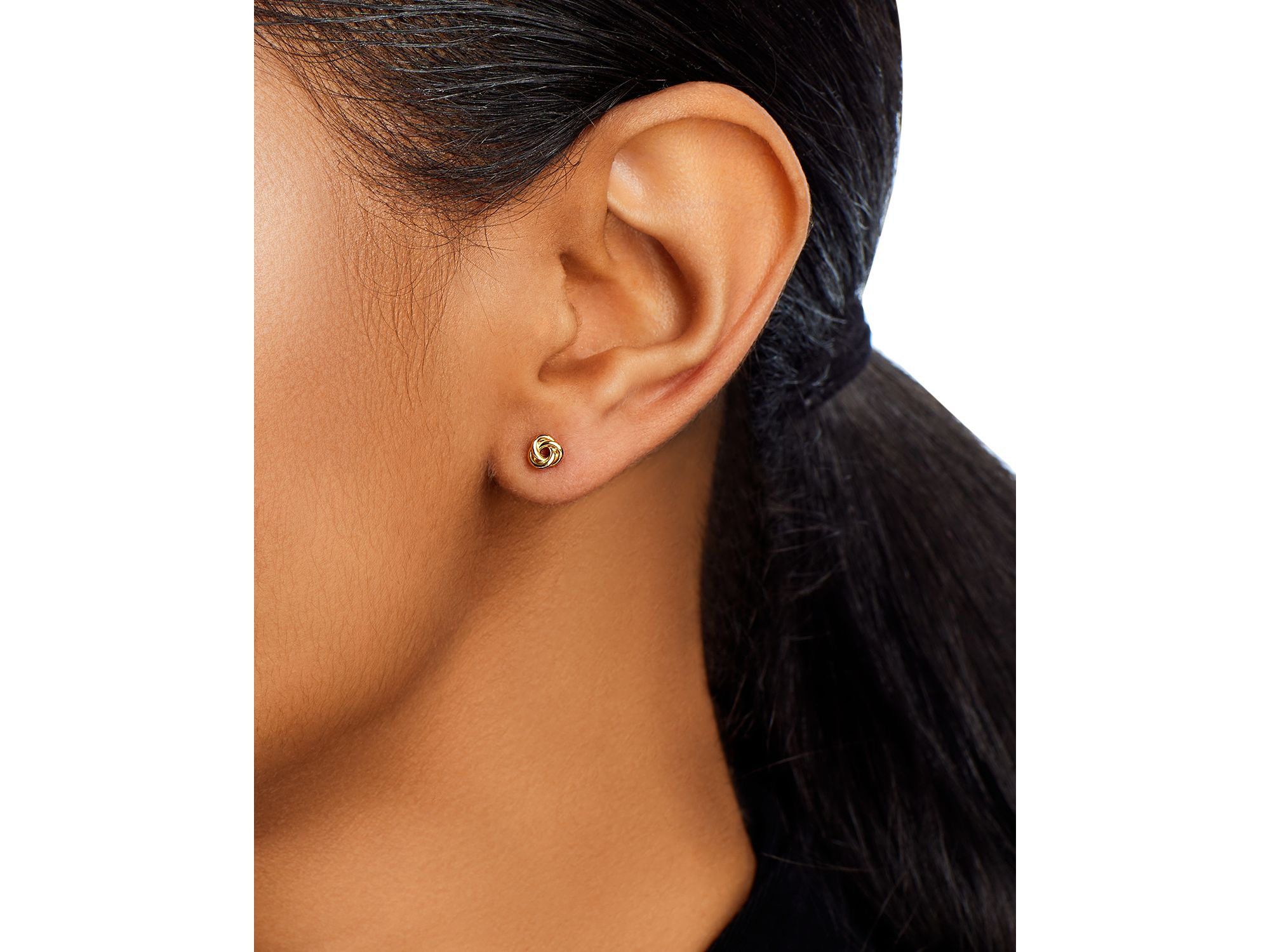 Children's Love Knot Stud Earrings in 14K Yellow Gold — Image 3
