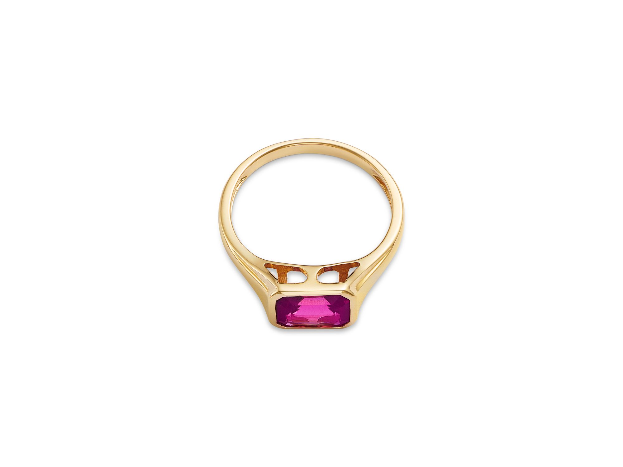 Rhodolite Solitaire Ring in 14K Yellow Gold — Image 3