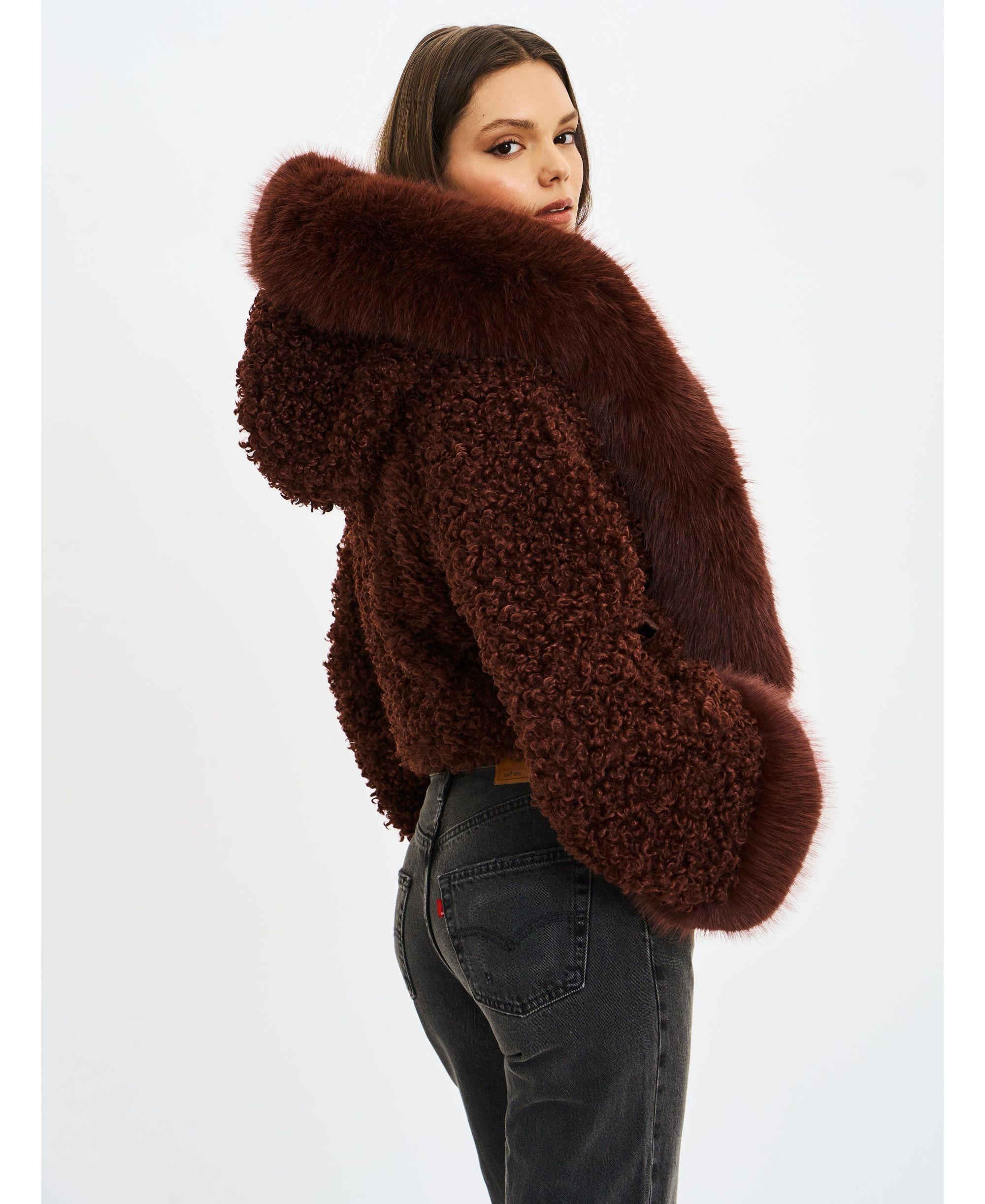 Kali Teddy Cropped Faux Fur Hooded Jacket — Image 7