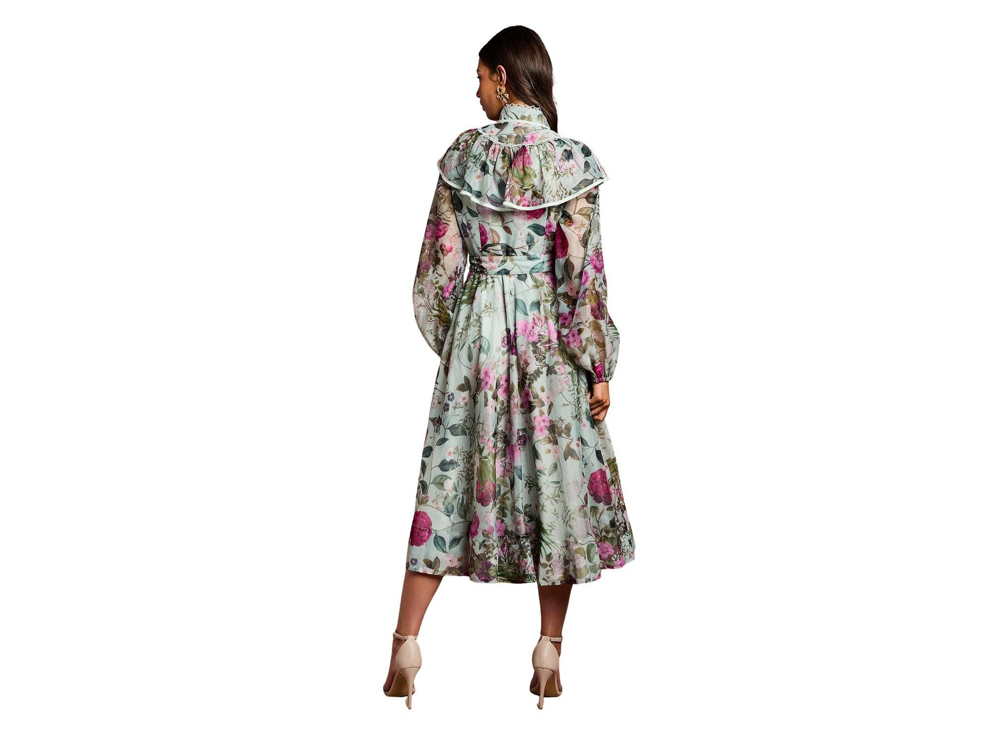 Long Sleeve Printed Organza Shirt Dress — Image 4