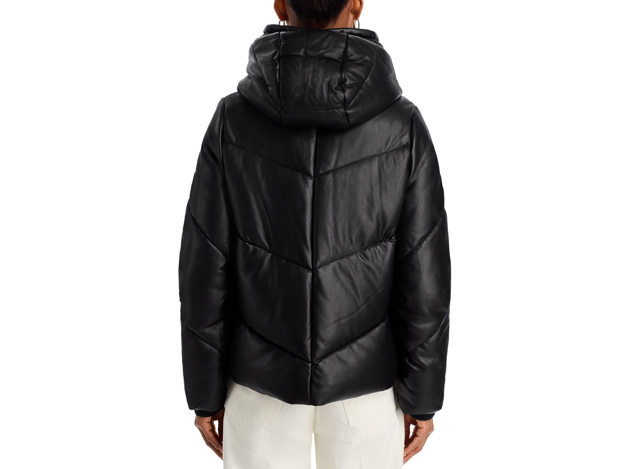 Faux Leather Puffer Jacket — Image 5