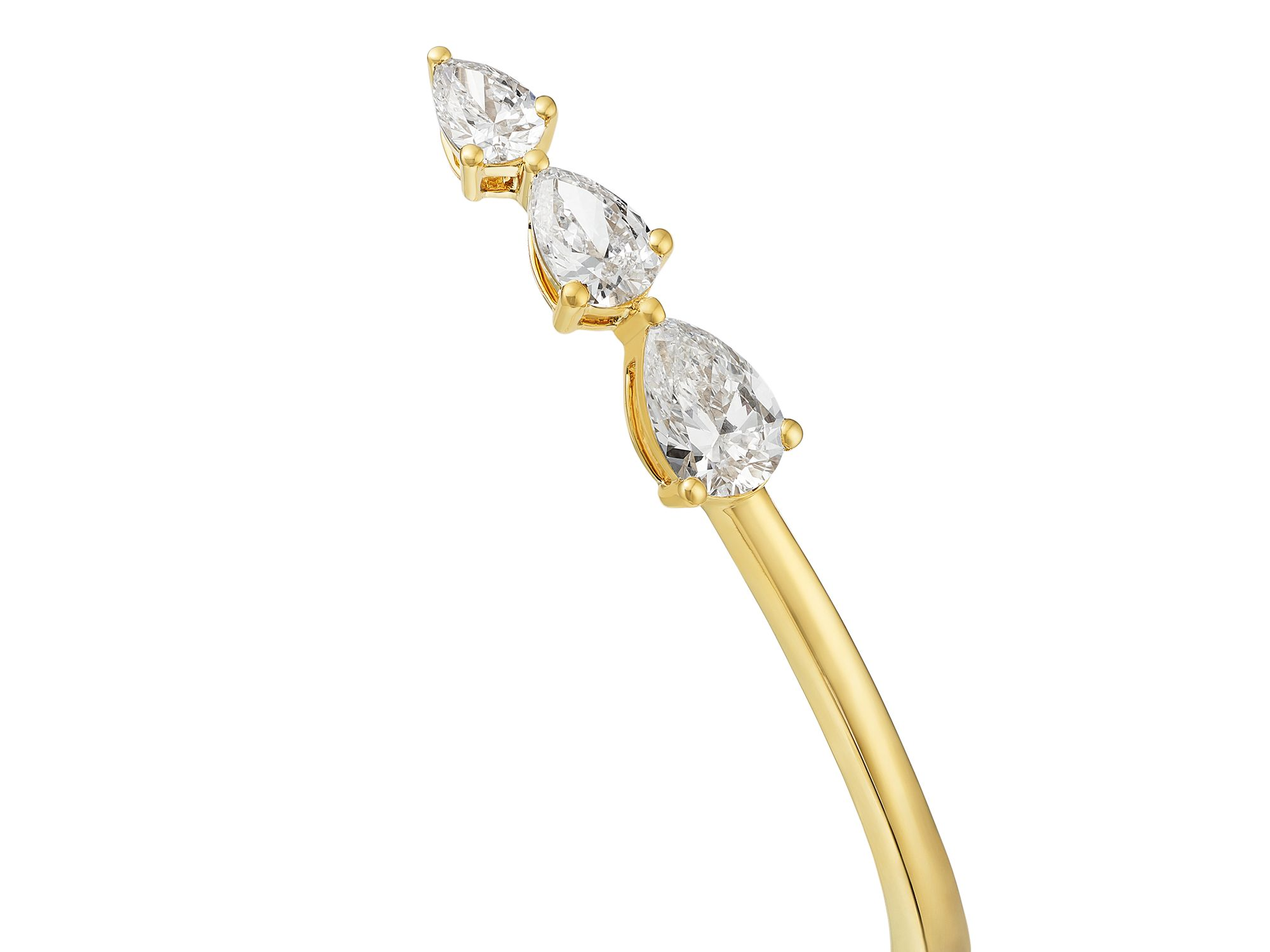 Luxe Collection Certified Lab Grown Diamond Pear Trio Bangle Bracelet in 14K Yellow Gold, 2.0 tcw — Image 3