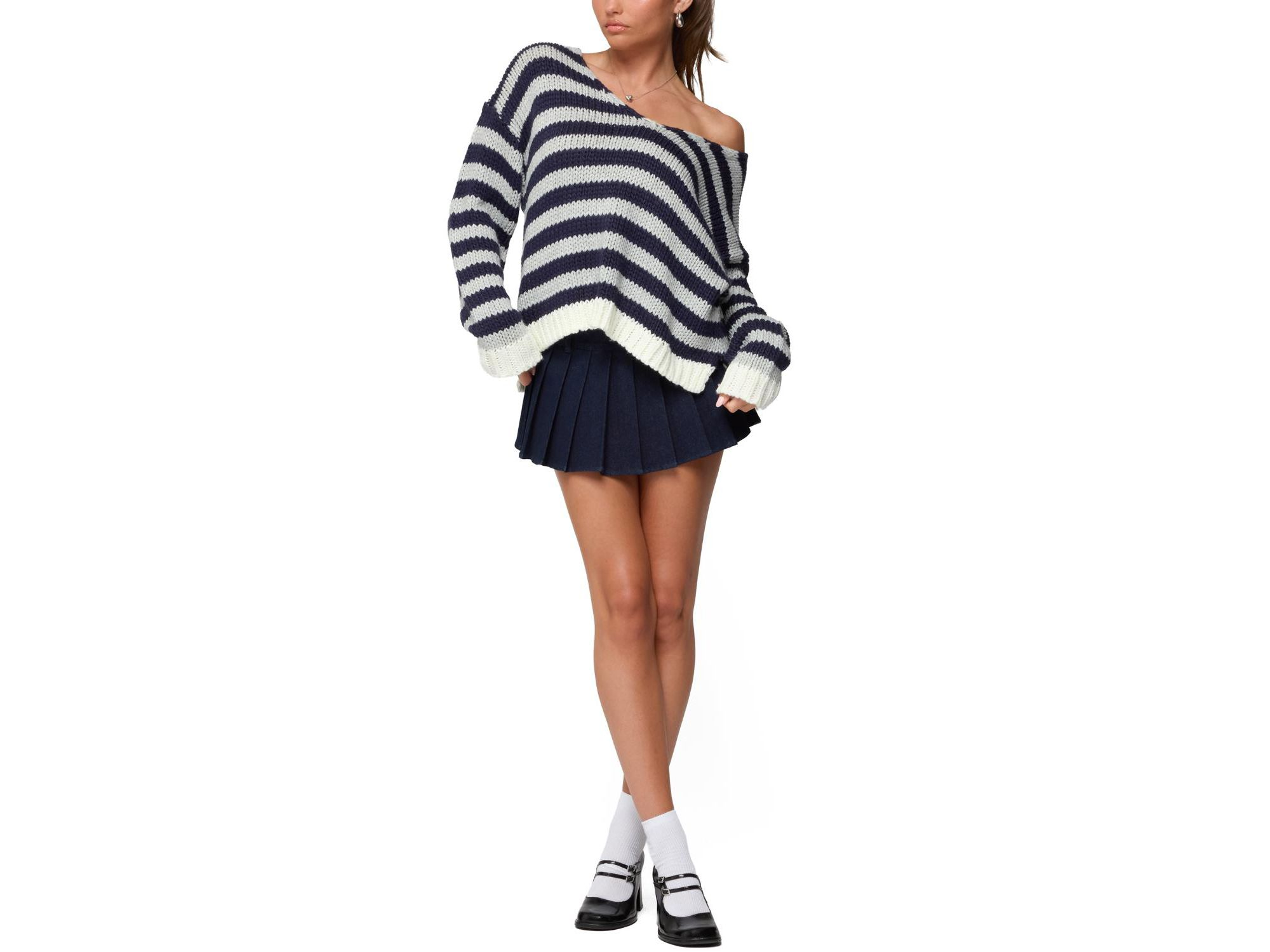 Eugenie Oversized Striped Knit Sweater — Image 3