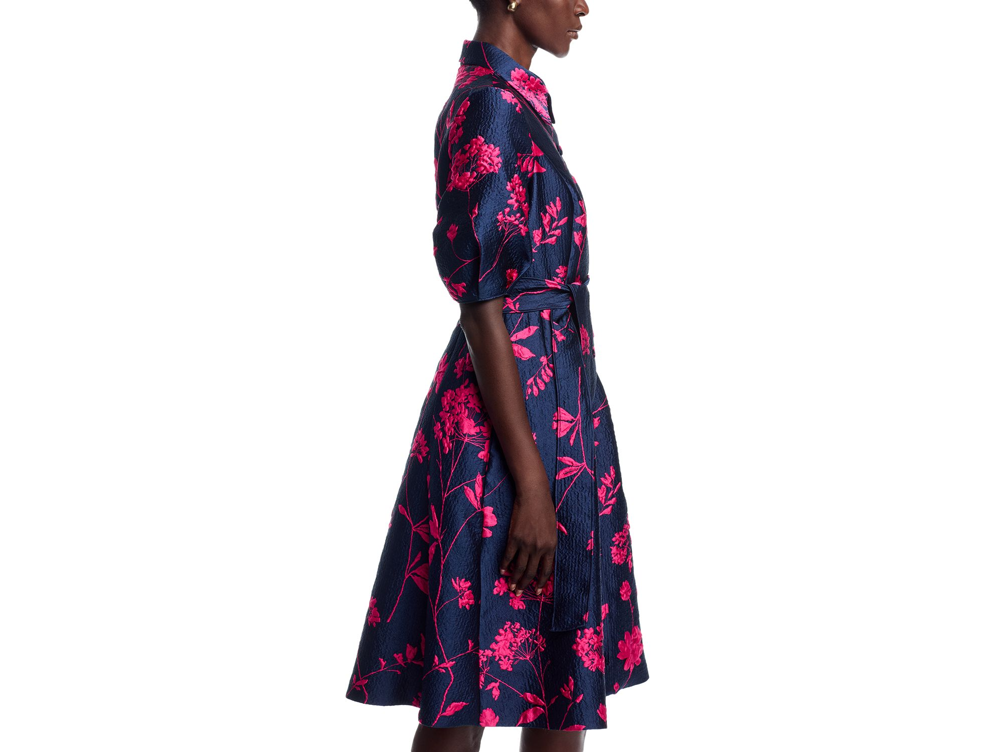 Jacquard Puff Sleeve Dress — Image 4