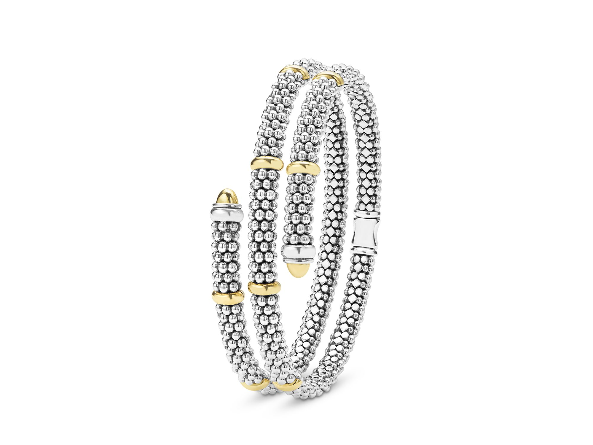 18K Yellow Gold & Sterling Signature Caviar Versa Wrap Bracelet — Image 3