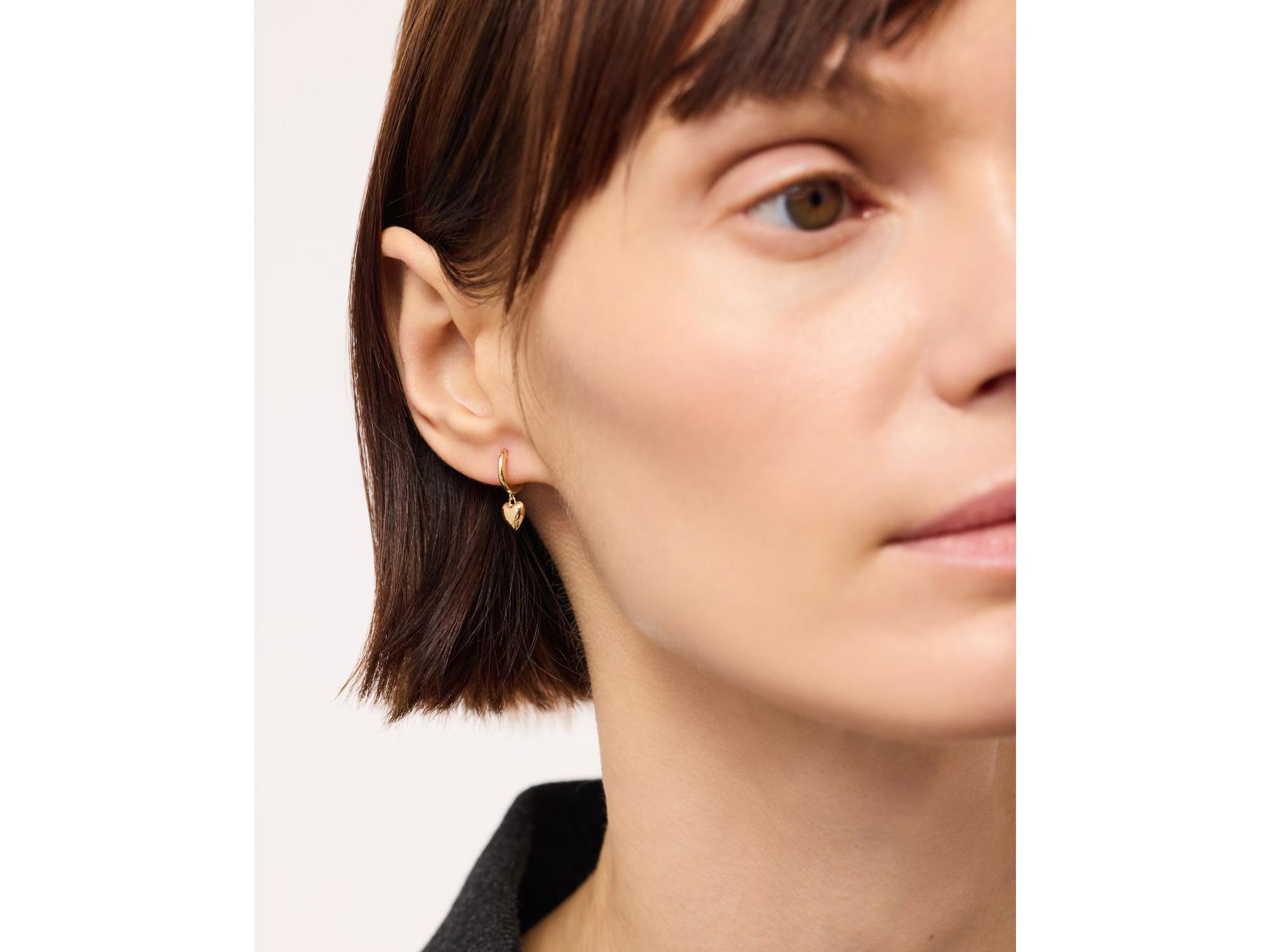 Solid Gold Mini Heart Drop Earrings — Image 4